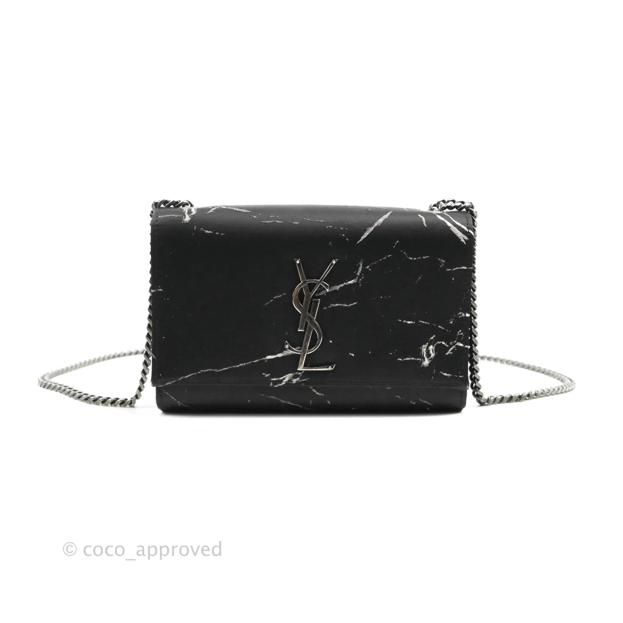 Saint Laurent Small Kate Marbled Stain Chain Bag Black Ruthenium Hardware