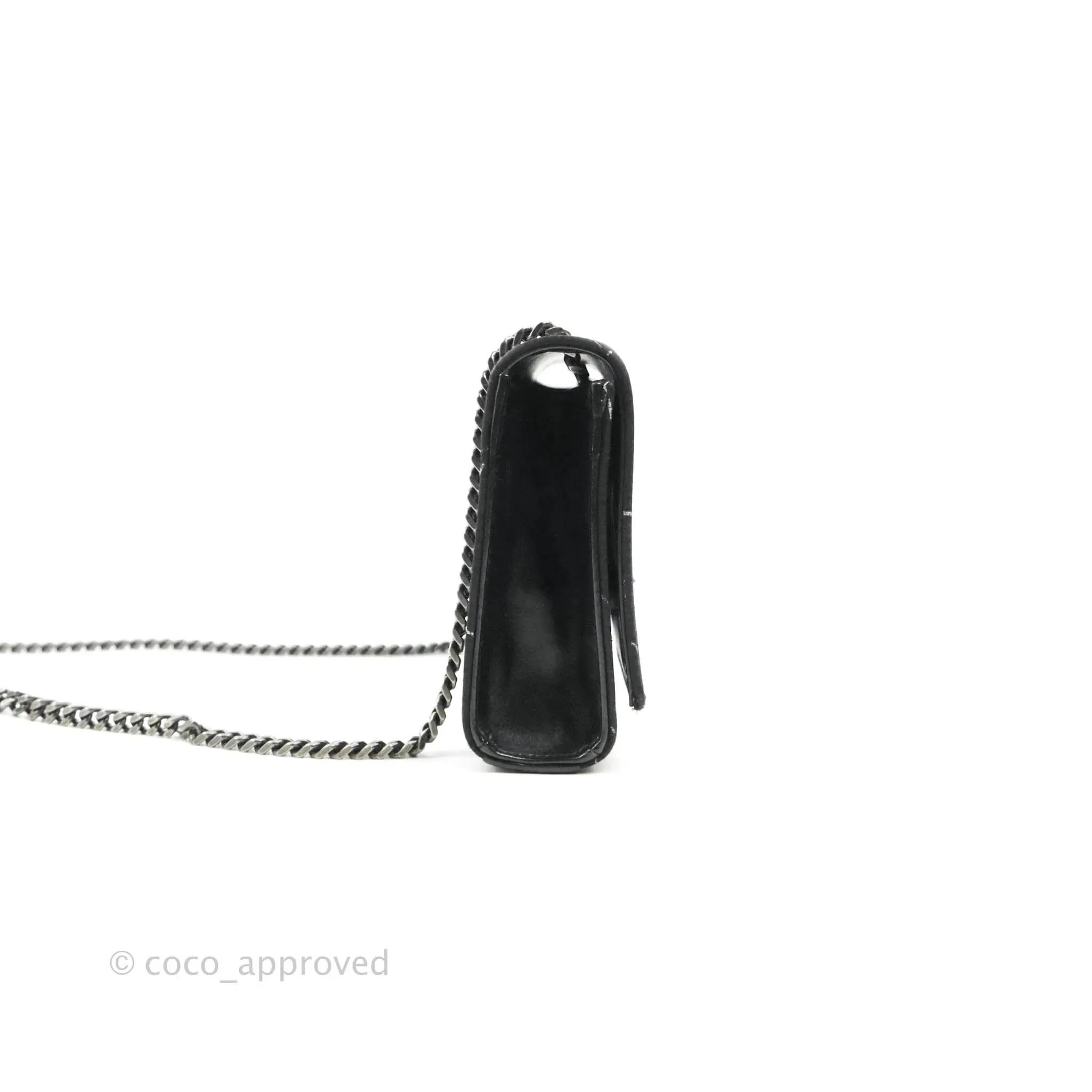 Saint Laurent Small Kate Marbled Stain Chain Bag Black Ruthenium Hardware