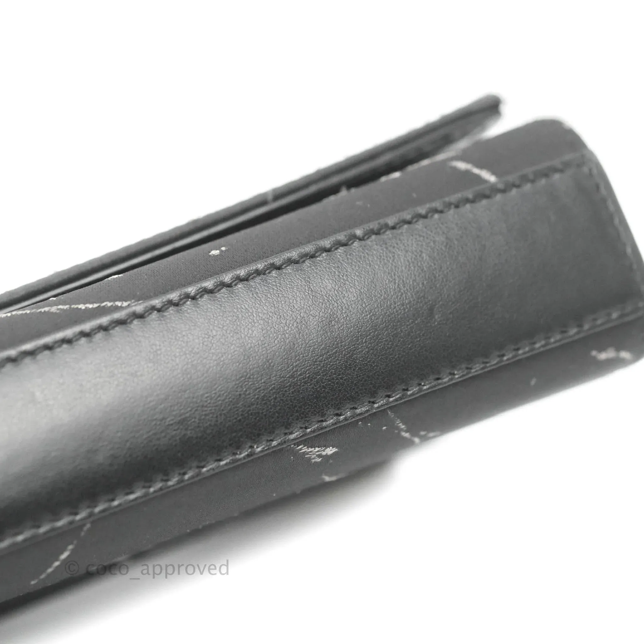 Saint Laurent Small Kate Marbled Stain Chain Bag Black Ruthenium Hardware