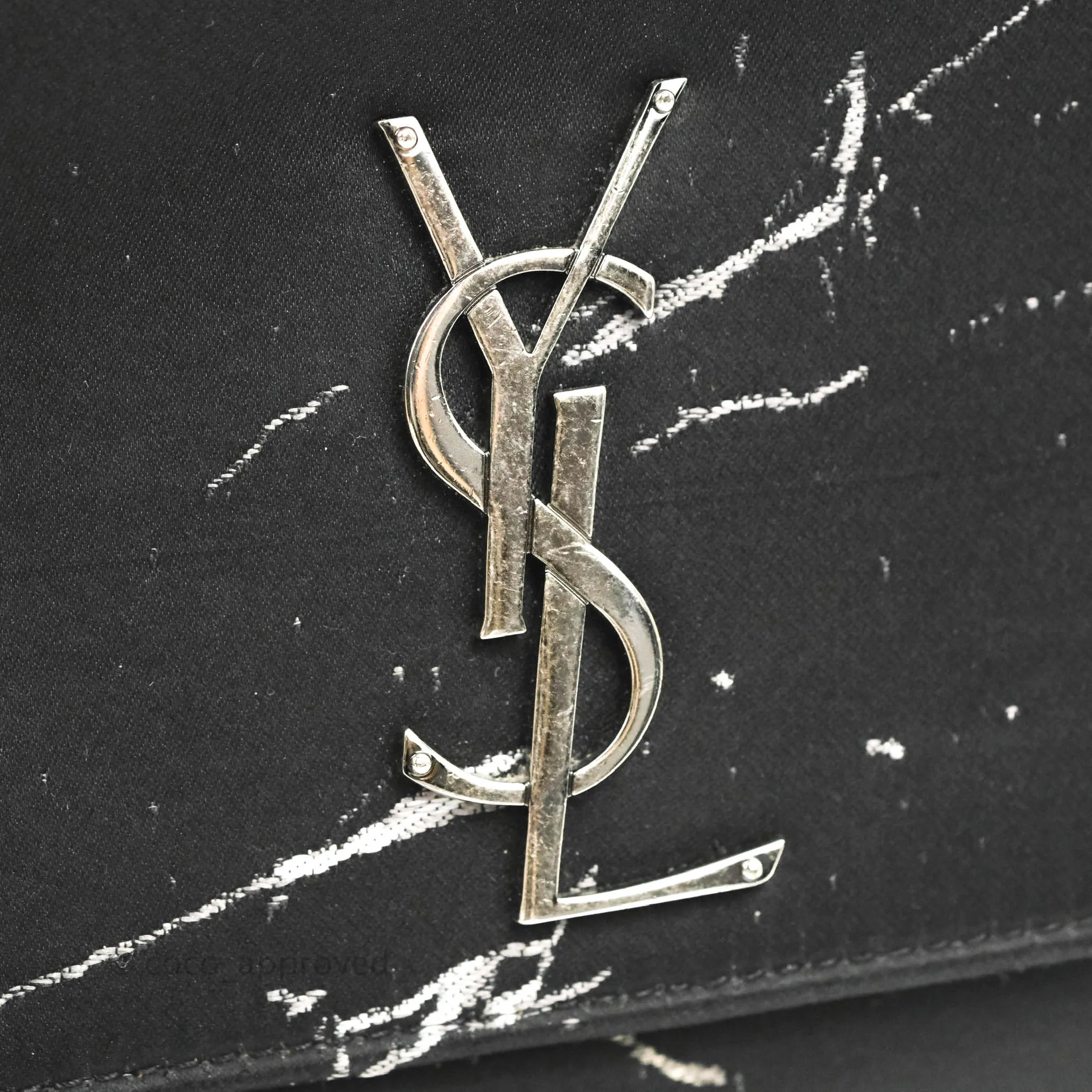 Saint Laurent Small Kate Marbled Stain Chain Bag Black Ruthenium Hardware