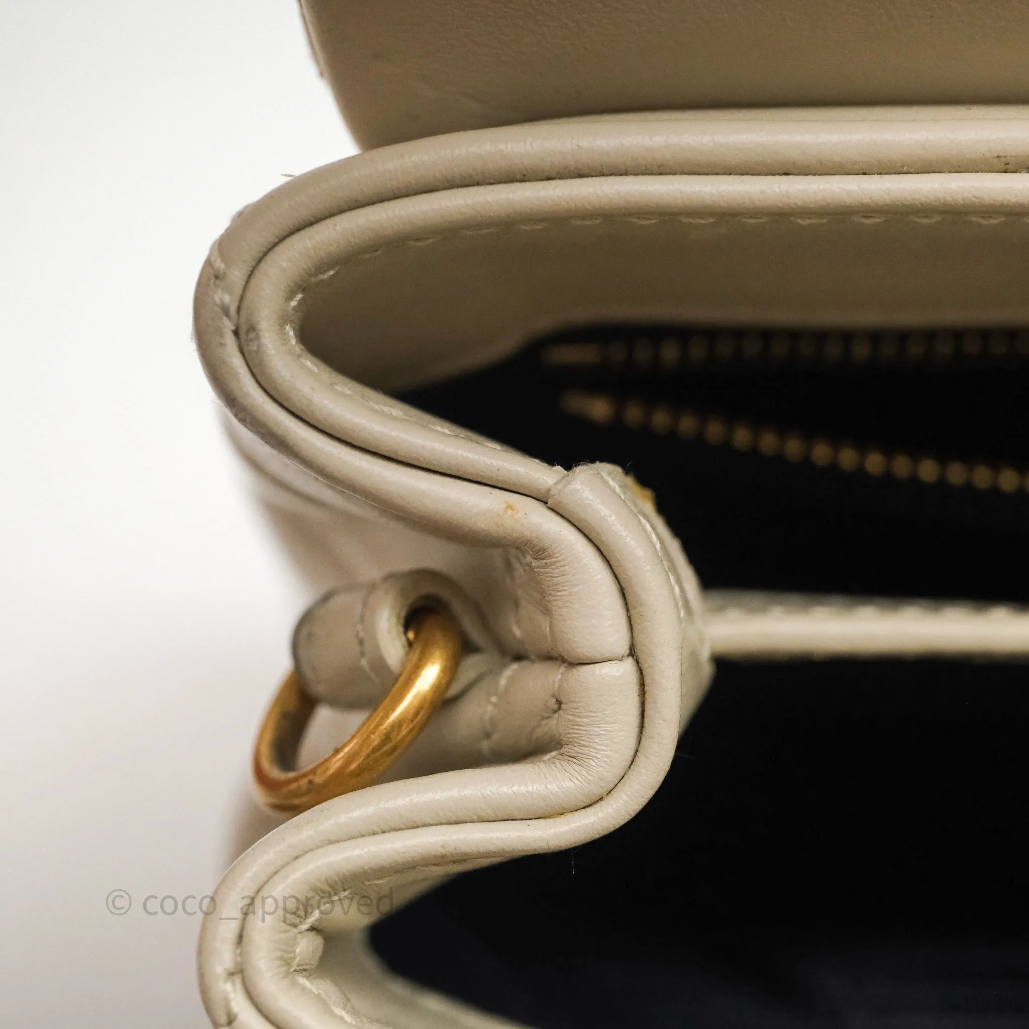 Saint Laurent Small Loulou Flap Bag Beige Calfskin Gold Hardware