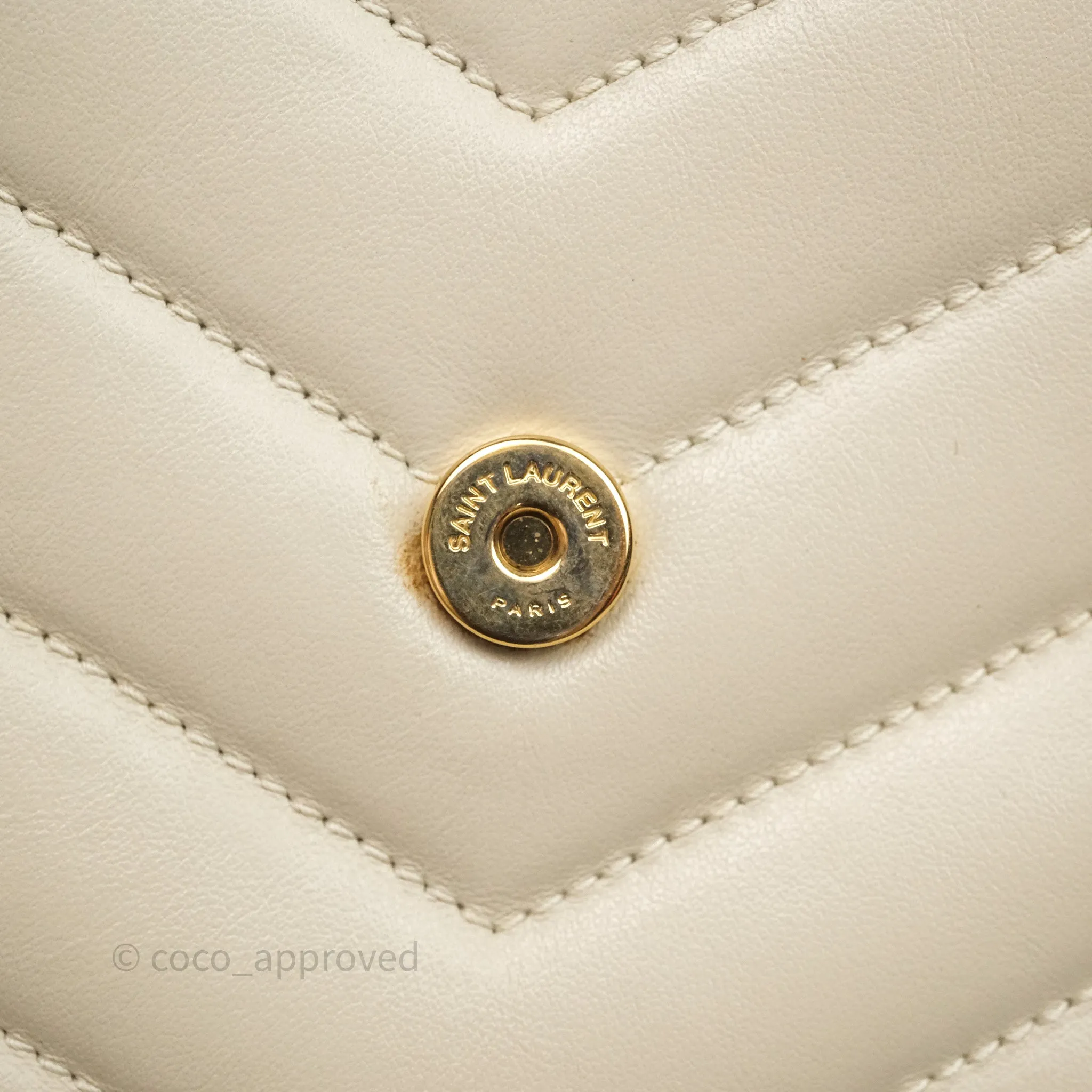 Saint Laurent Small Loulou Flap Bag Beige Calfskin Gold Hardware