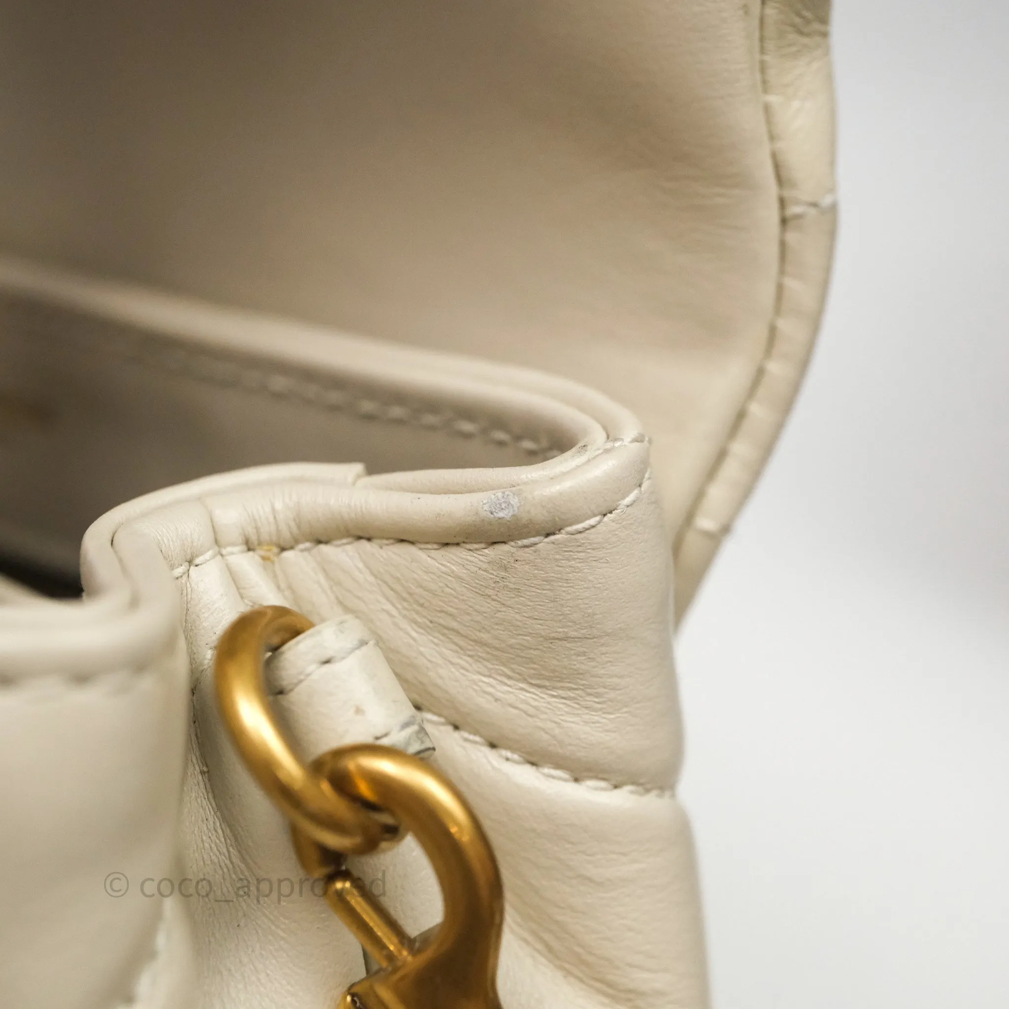 Saint Laurent Small Loulou Flap Bag Beige Calfskin Gold Hardware