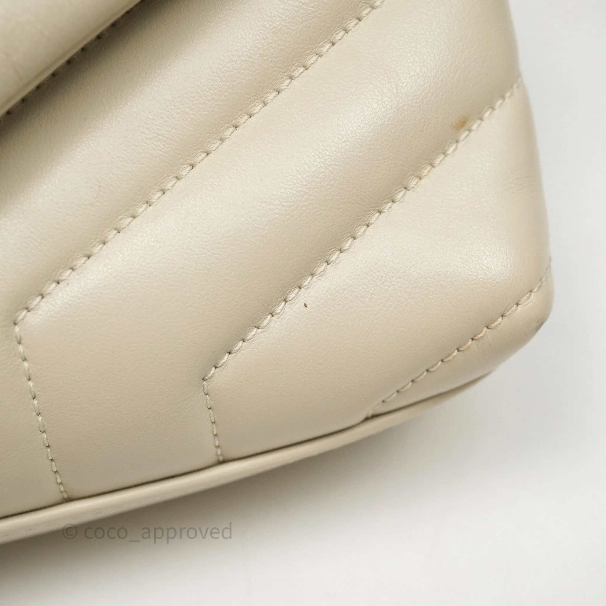Saint Laurent Small Loulou Flap Bag Beige Calfskin Gold Hardware