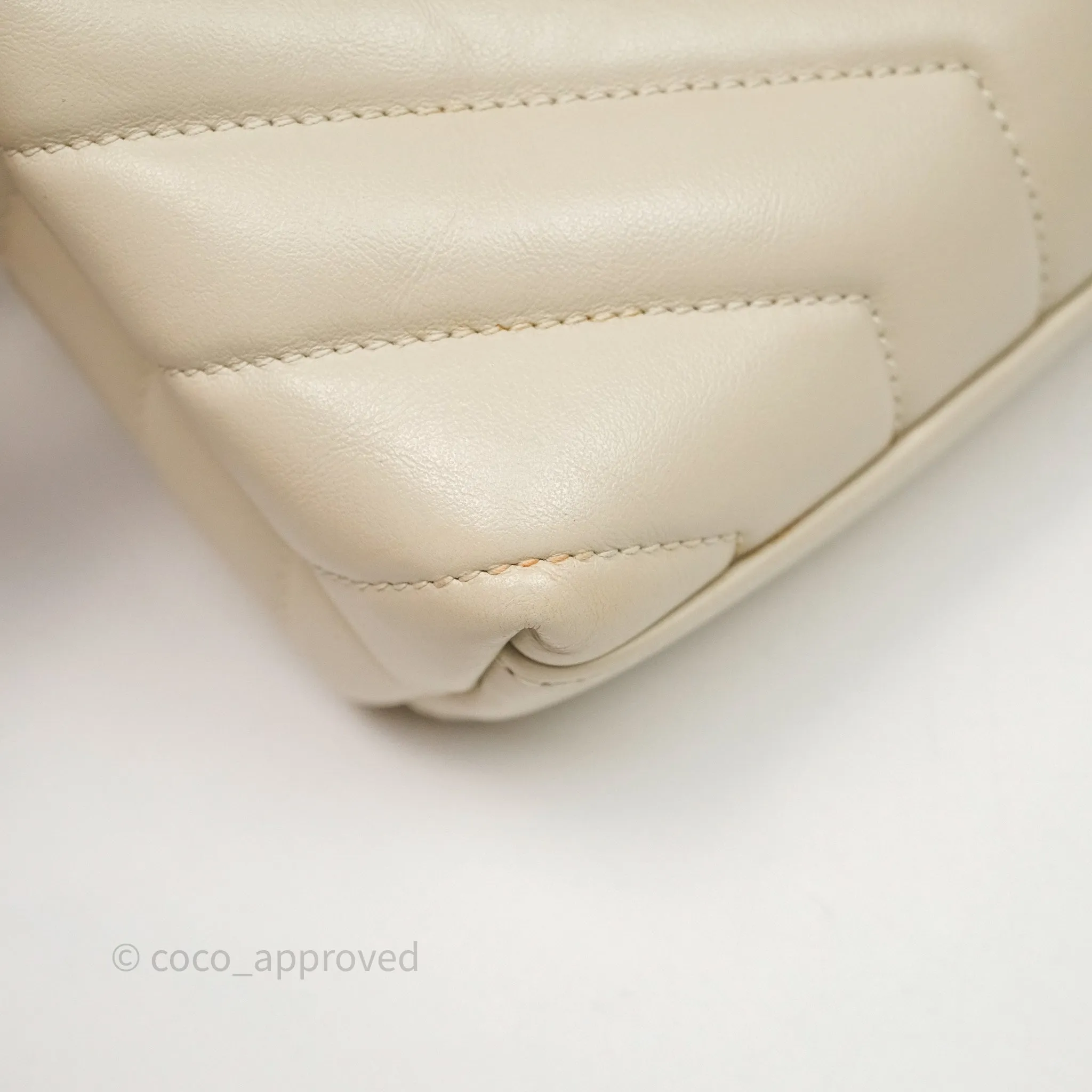 Saint Laurent Small Loulou Flap Bag Beige Calfskin Gold Hardware