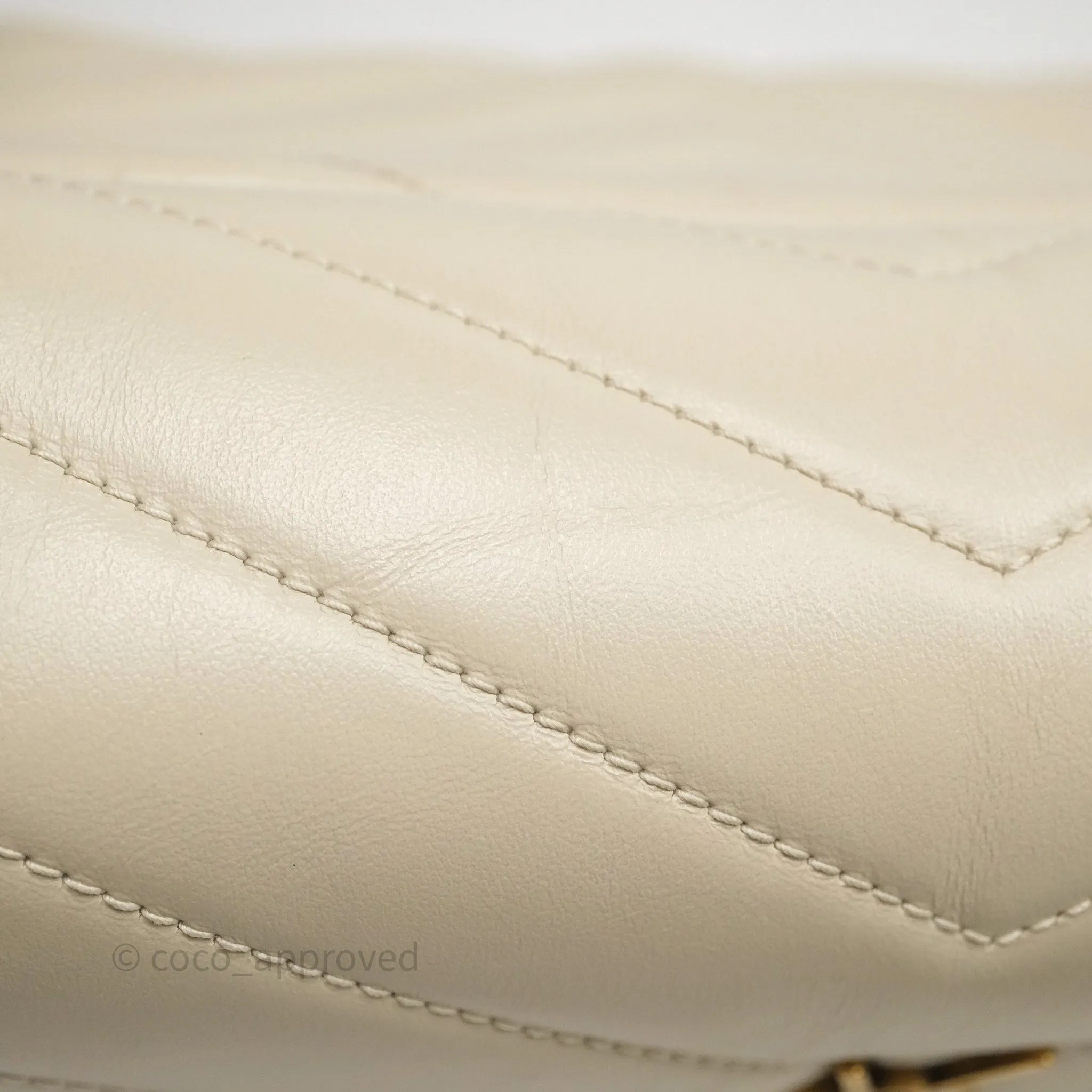 Saint Laurent Small Loulou Flap Bag Beige Calfskin Gold Hardware