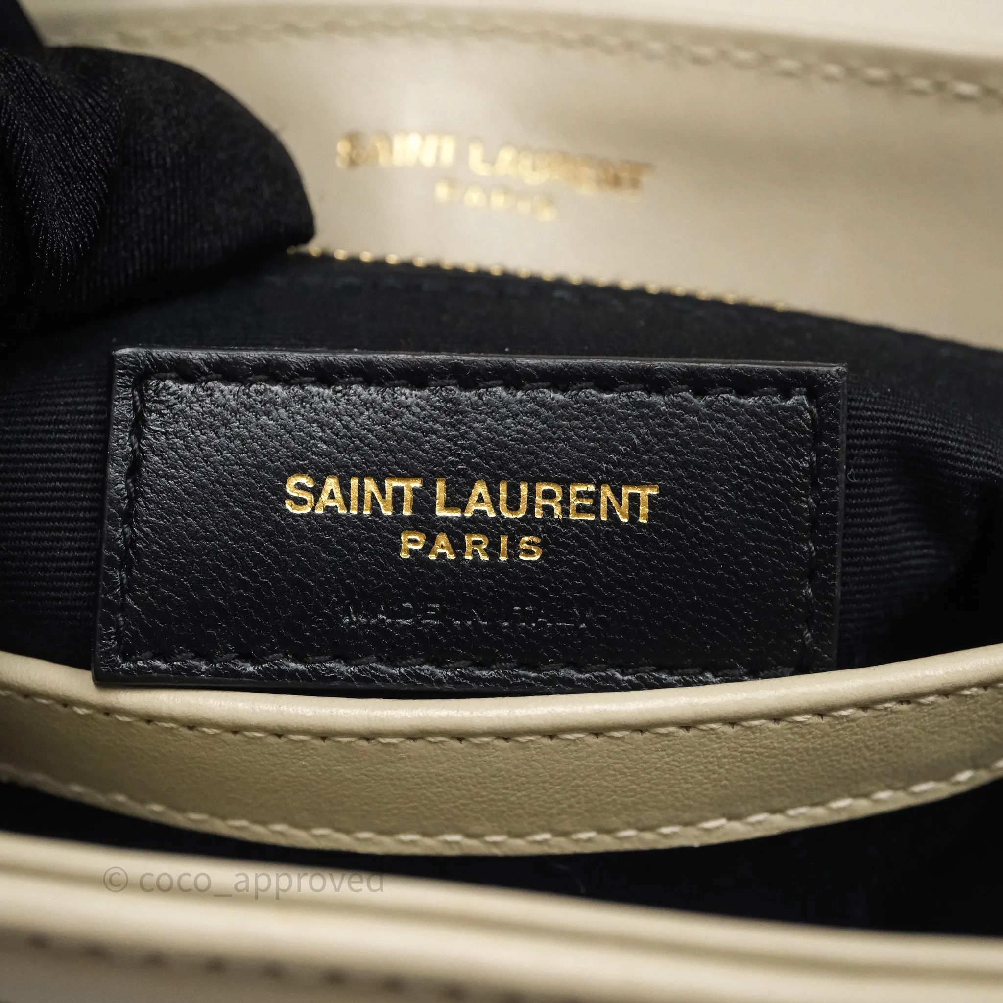 Saint Laurent Small Loulou Flap Bag Beige Calfskin Gold Hardware