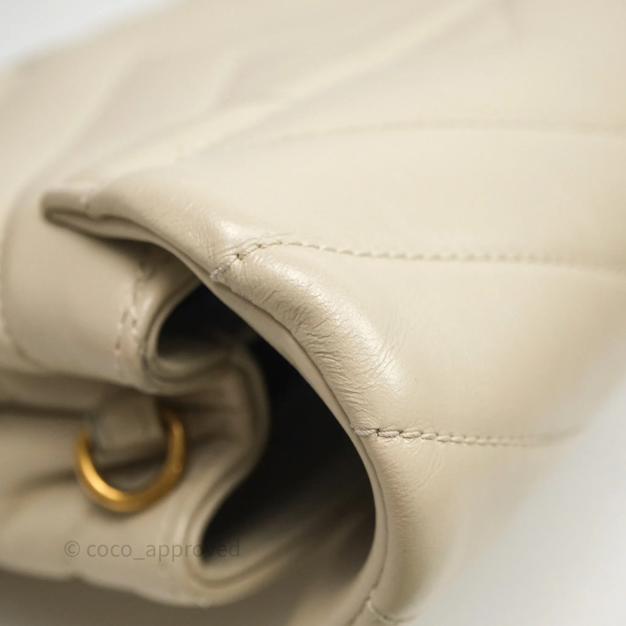 Saint Laurent Small Loulou Flap Bag Beige Calfskin Gold Hardware