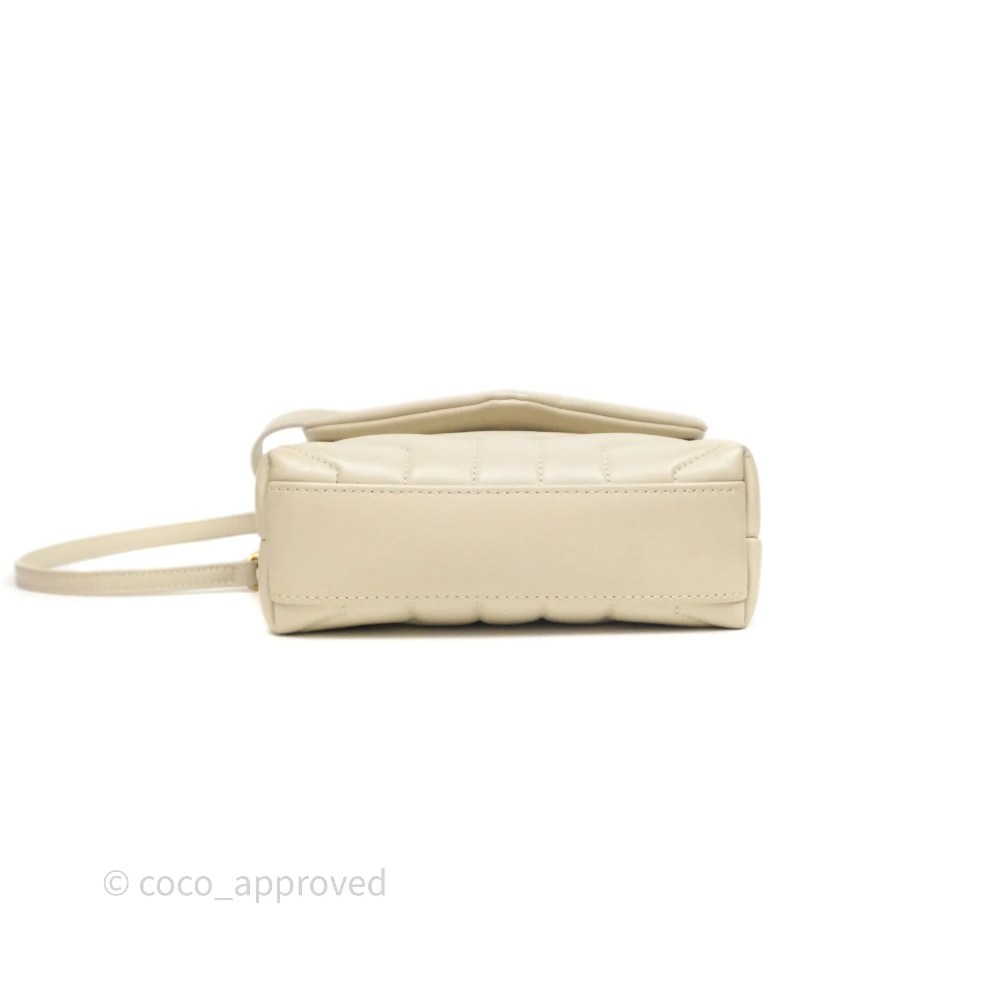 Saint Laurent Small Loulou Flap Bag Beige Calfskin Gold Hardware