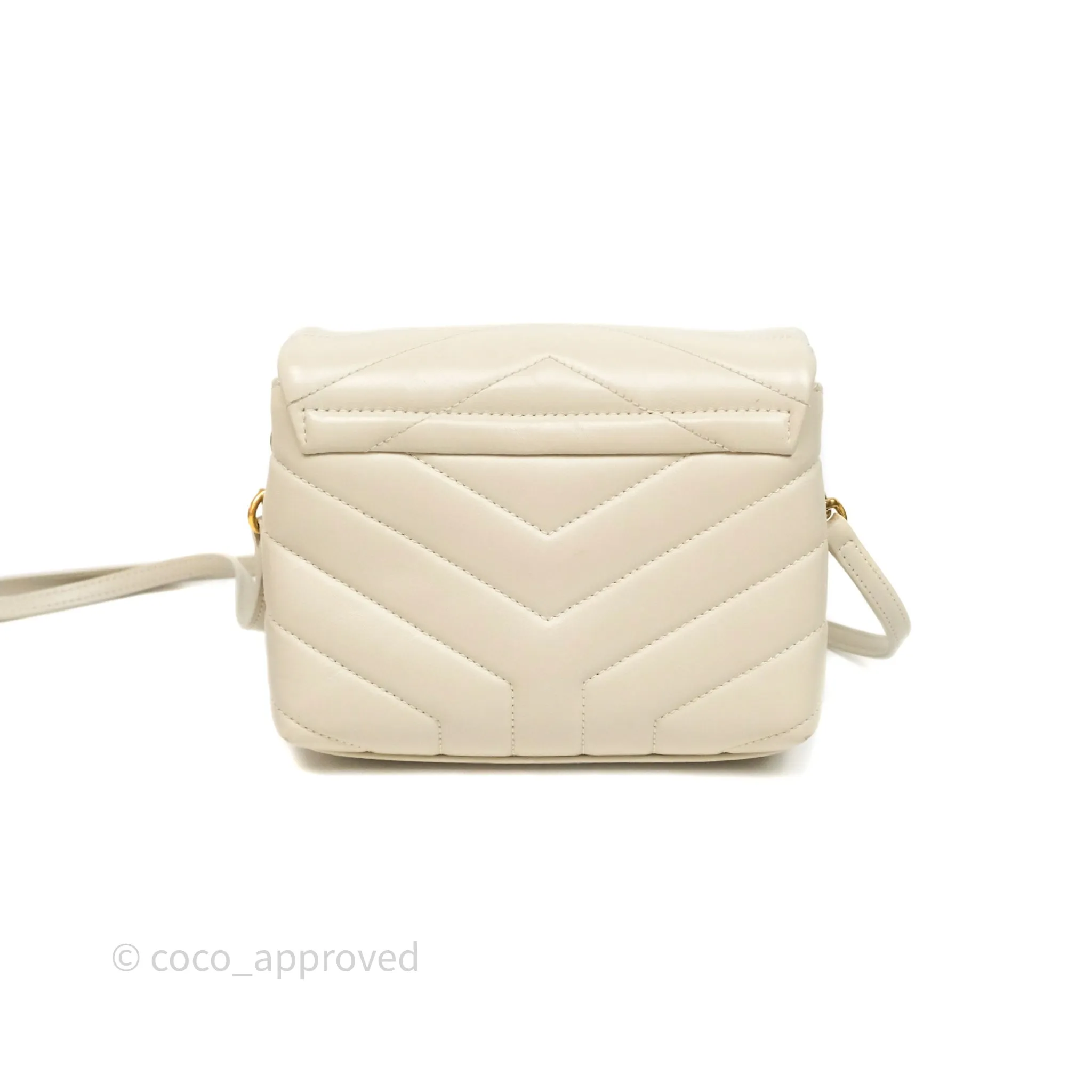 Saint Laurent Small Loulou Flap Bag Beige Calfskin Gold Hardware