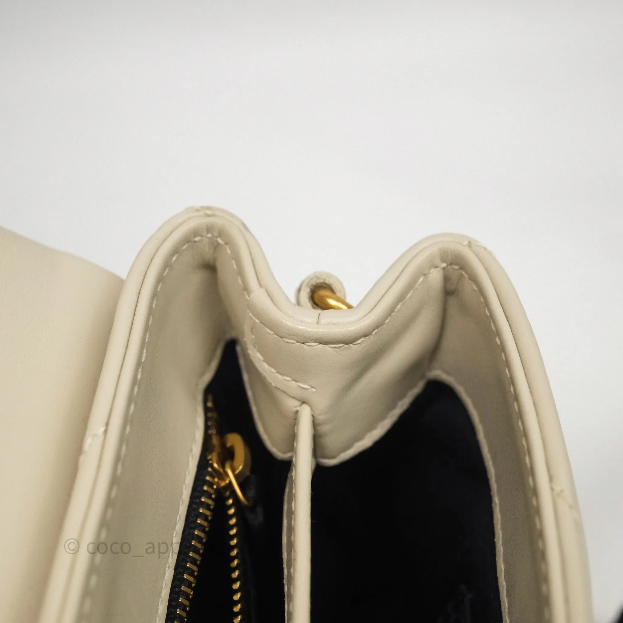Saint Laurent Small Loulou Flap Bag Beige Calfskin Gold Hardware