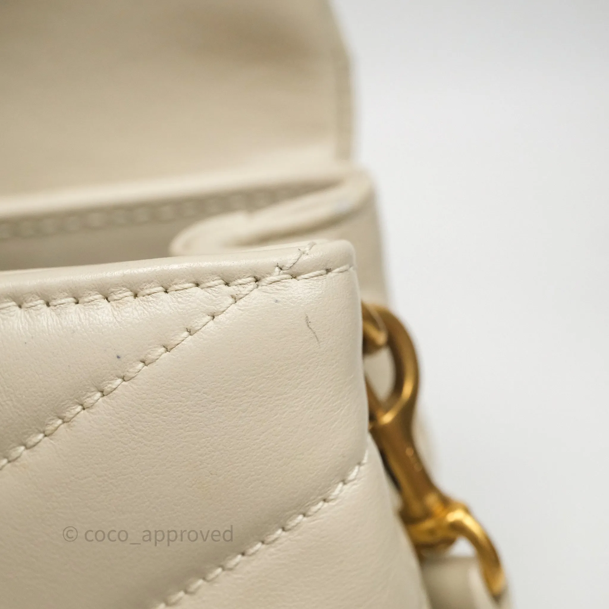 Saint Laurent Small Loulou Flap Bag Beige Calfskin Gold Hardware