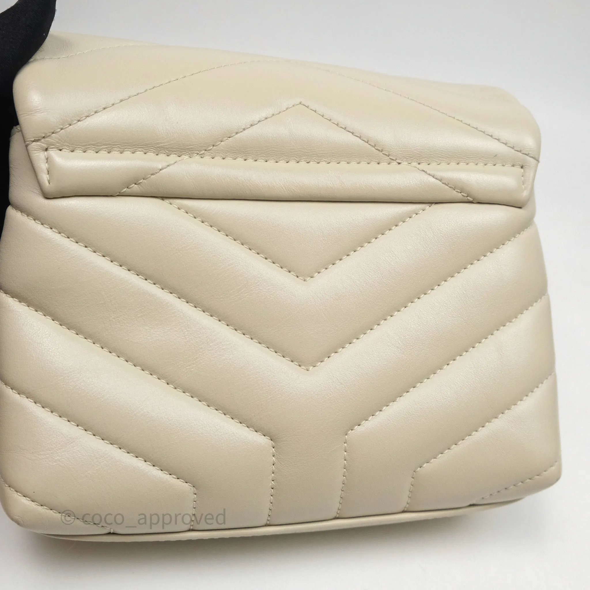 Saint Laurent Small Loulou Flap Bag Beige Calfskin Gold Hardware