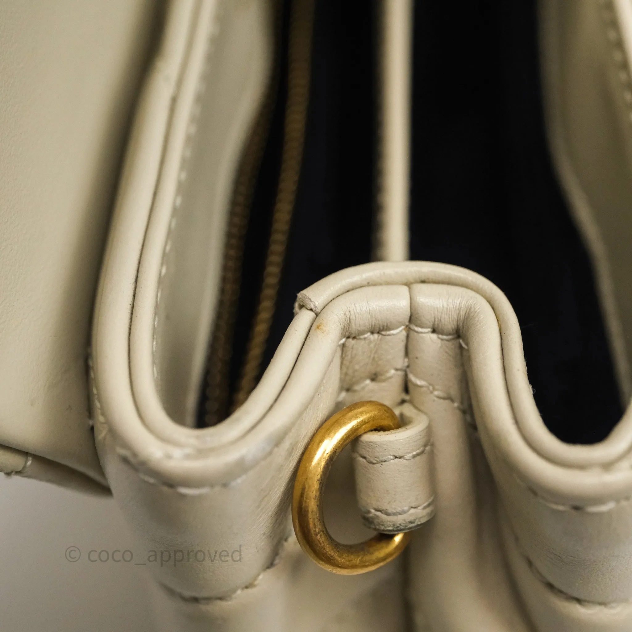 Saint Laurent Small Loulou Flap Bag Beige Calfskin Gold Hardware