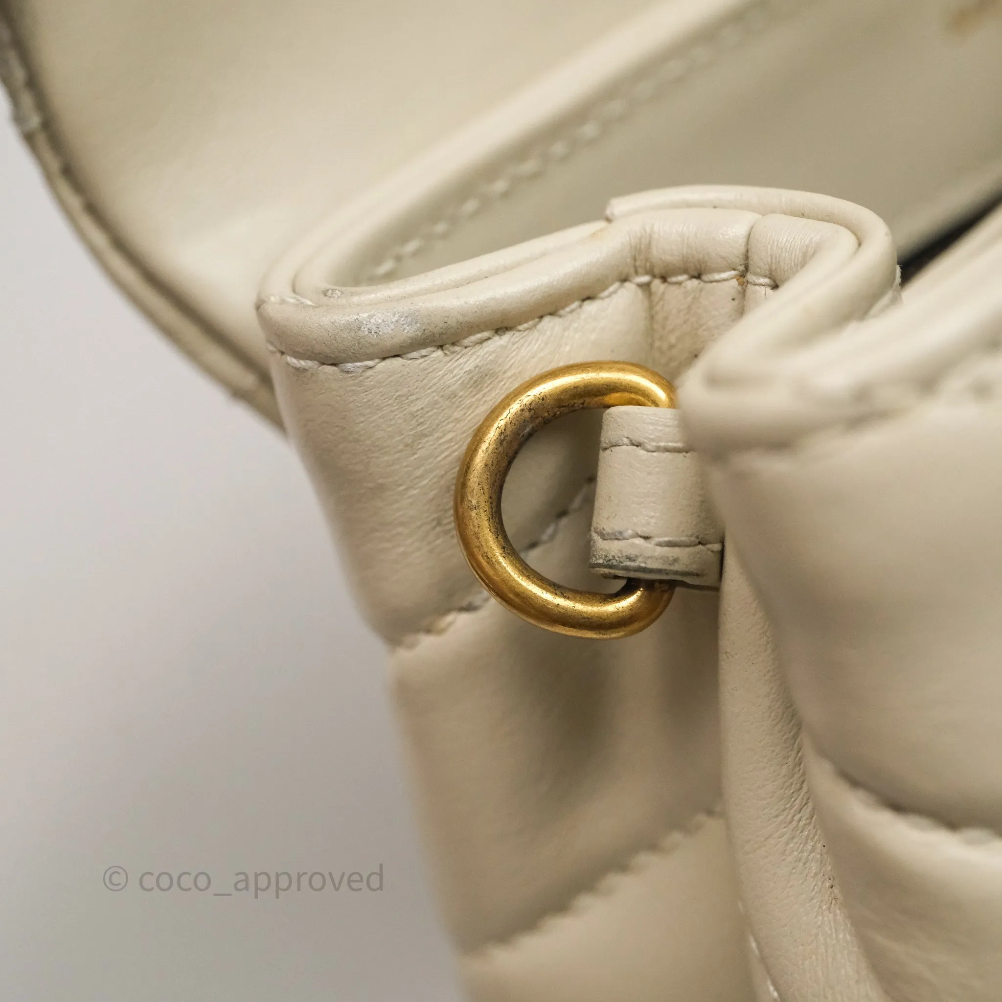 Saint Laurent Small Loulou Flap Bag Beige Calfskin Gold Hardware