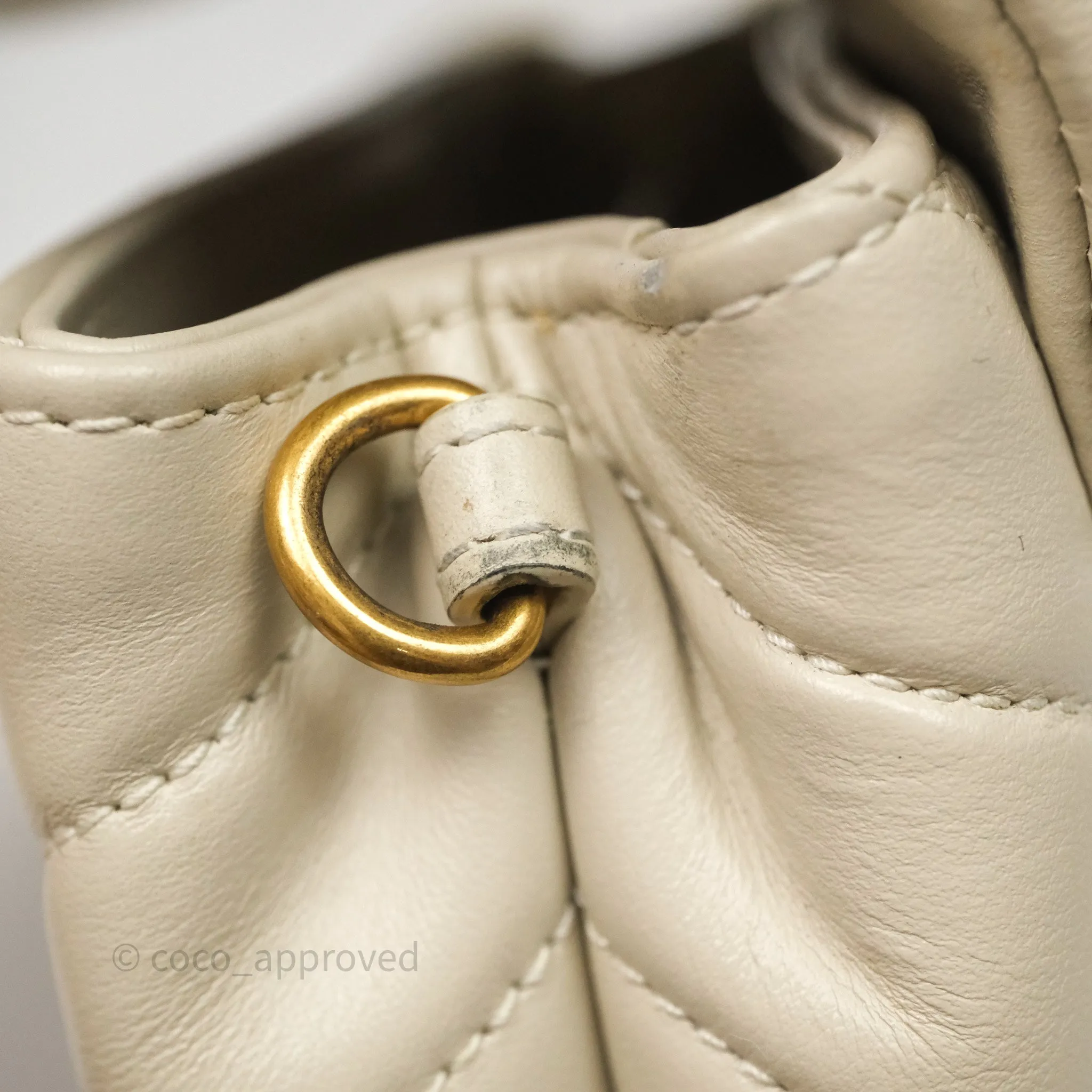 Saint Laurent Small Loulou Flap Bag Beige Calfskin Gold Hardware