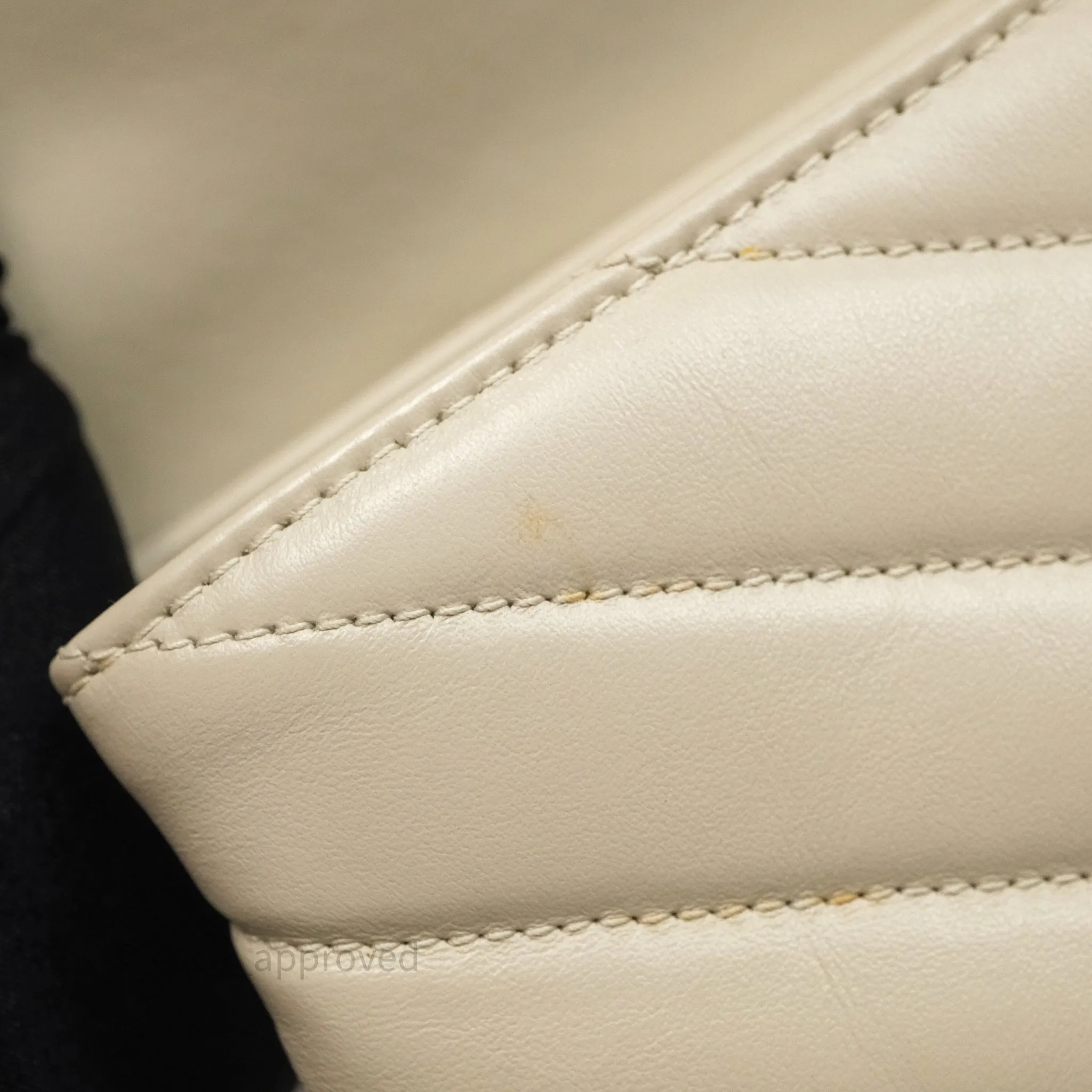 Saint Laurent Small Loulou Flap Bag Beige Calfskin Gold Hardware