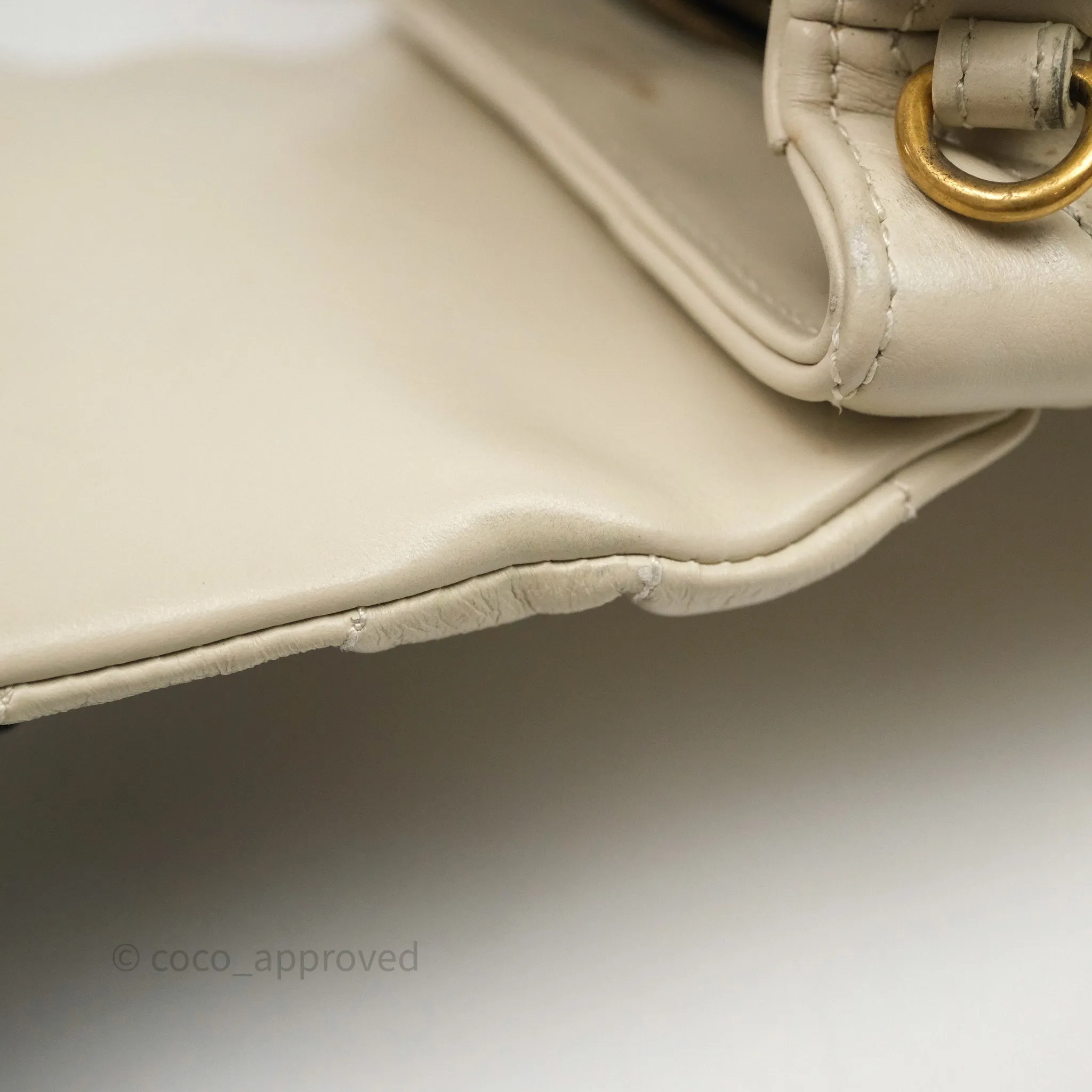 Saint Laurent Small Loulou Flap Bag Beige Calfskin Gold Hardware