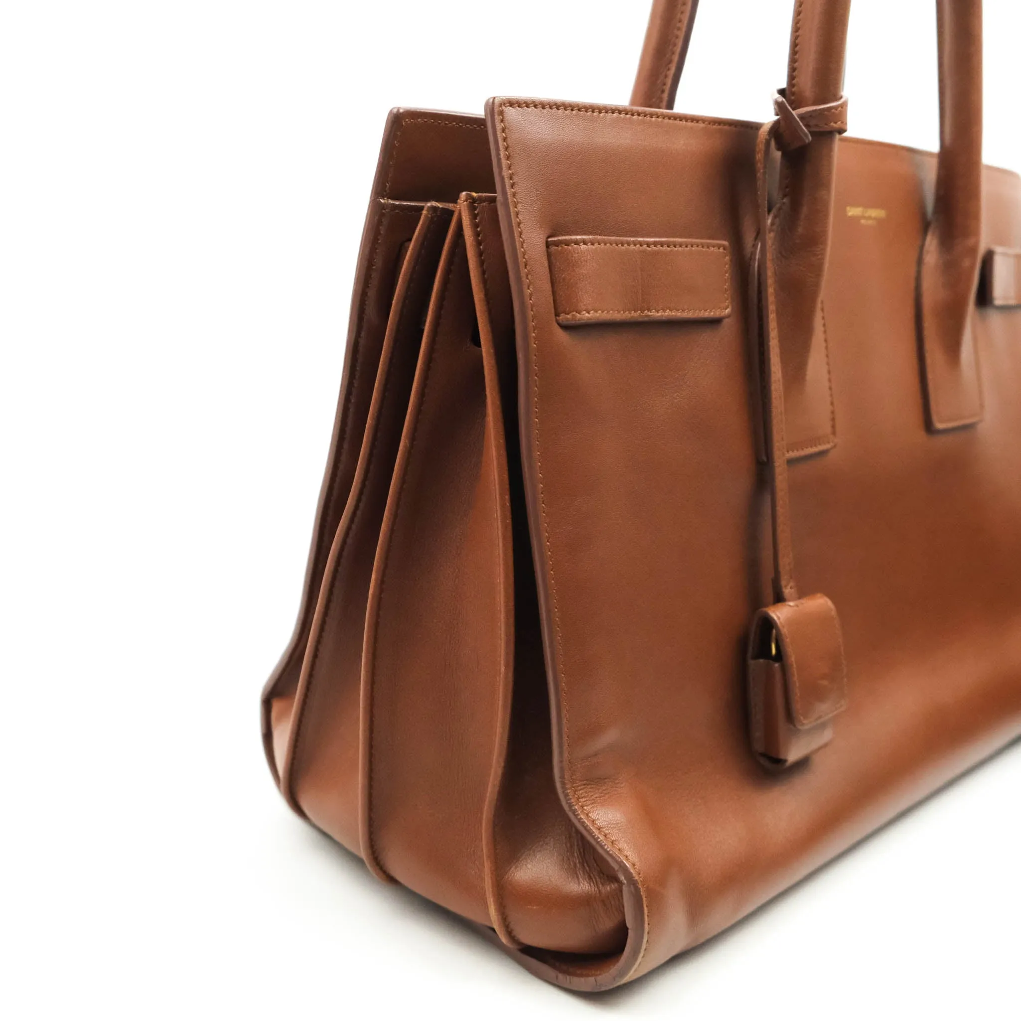 Saint Laurent Small Sac de Jour Bag Brown Calfskin Gold Hardware