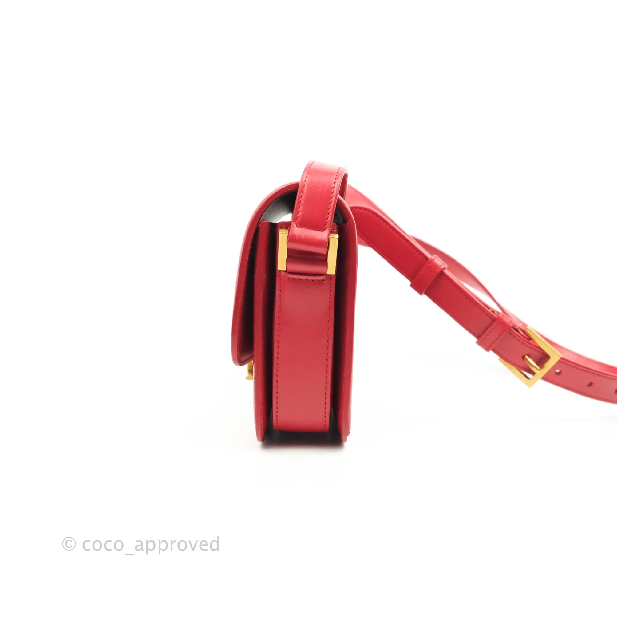 Saint Laurent Small Solferino Satchel Box Leather Eros Red