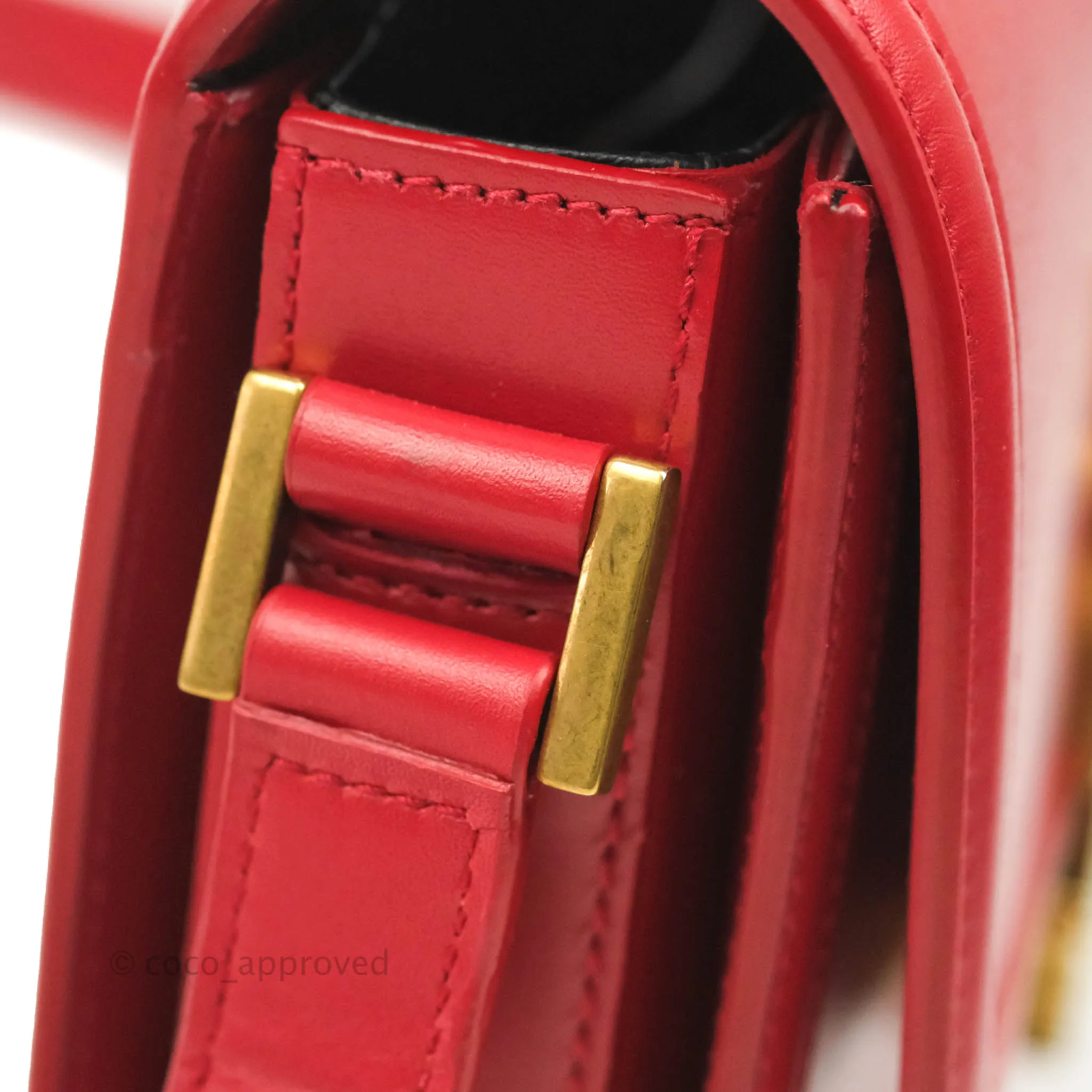Saint Laurent Small Solferino Satchel Box Leather Eros Red