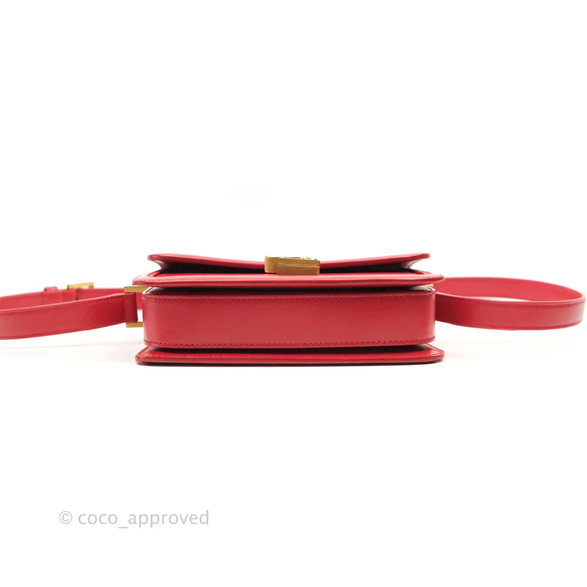 Saint Laurent Small Solferino Satchel Box Leather Eros Red