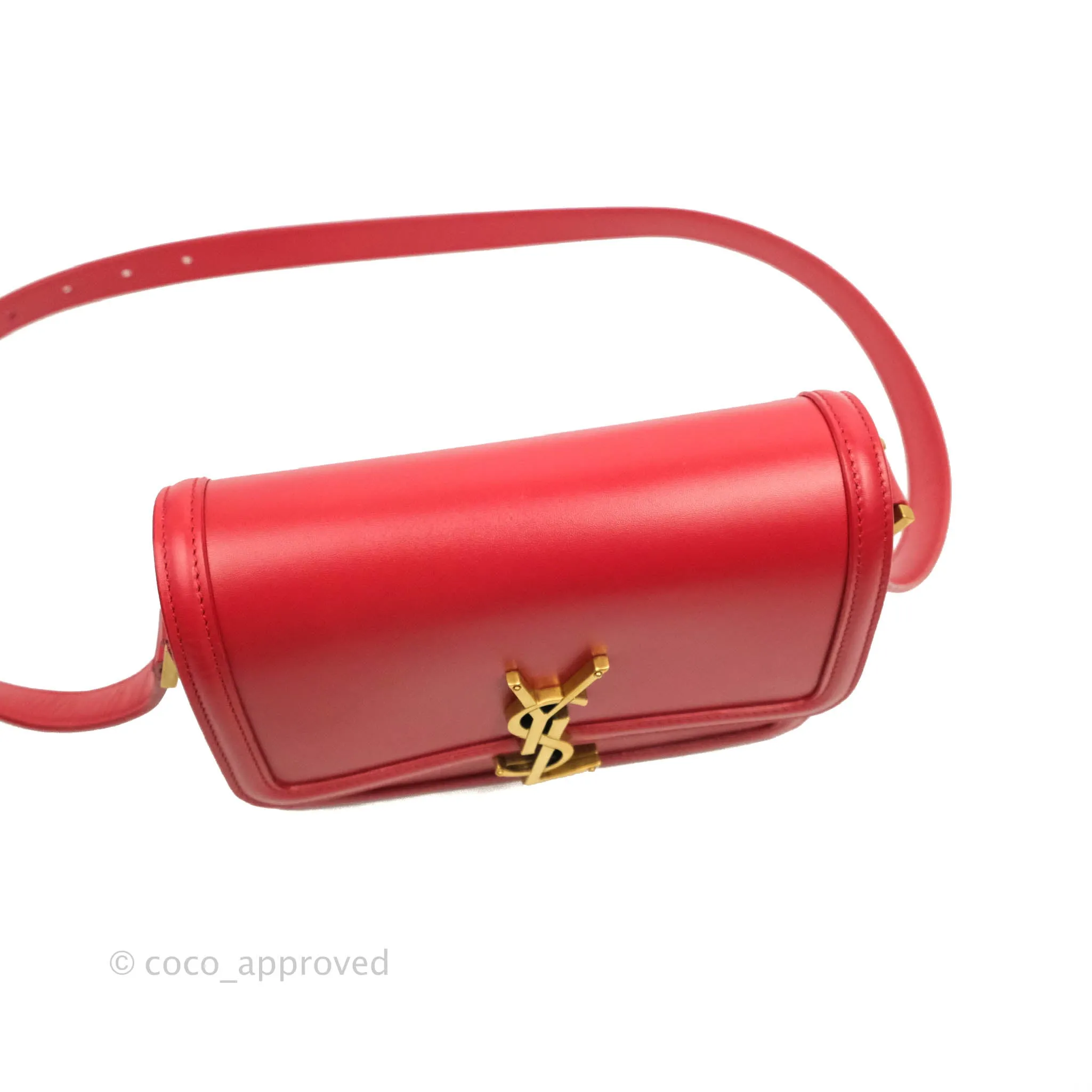 Saint Laurent Small Solferino Satchel Box Leather Eros Red