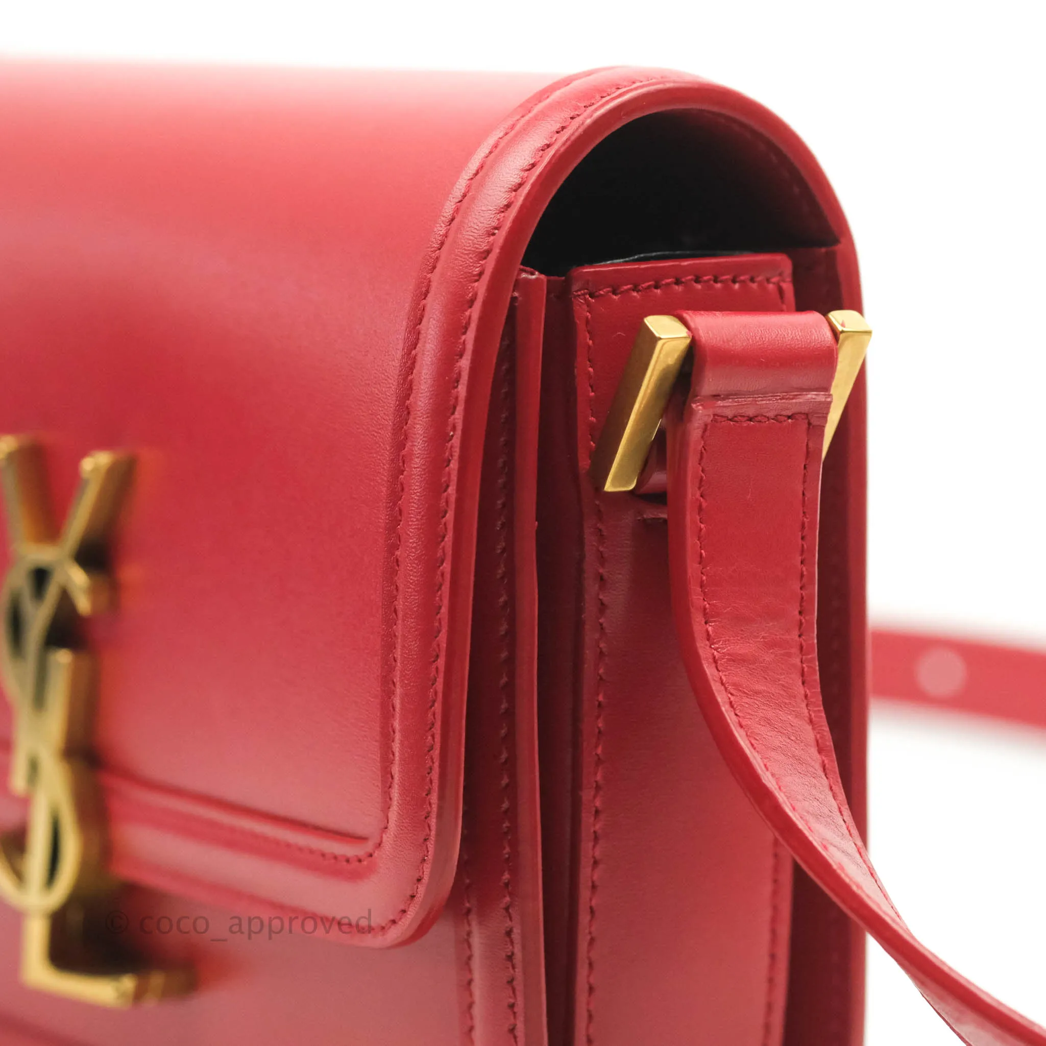 Saint Laurent Small Solferino Satchel Box Leather Eros Red
