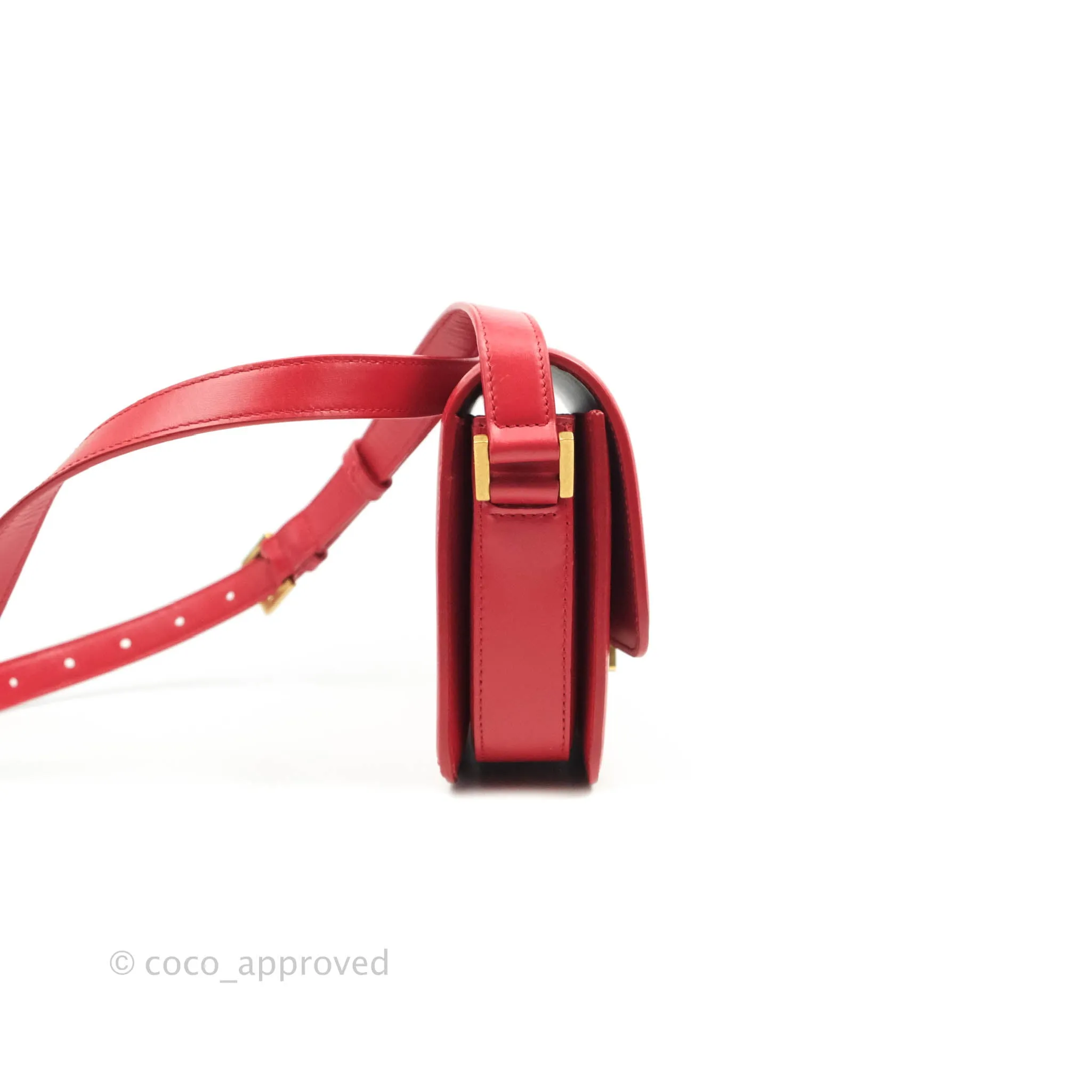 Saint Laurent Small Solferino Satchel Box Leather Eros Red