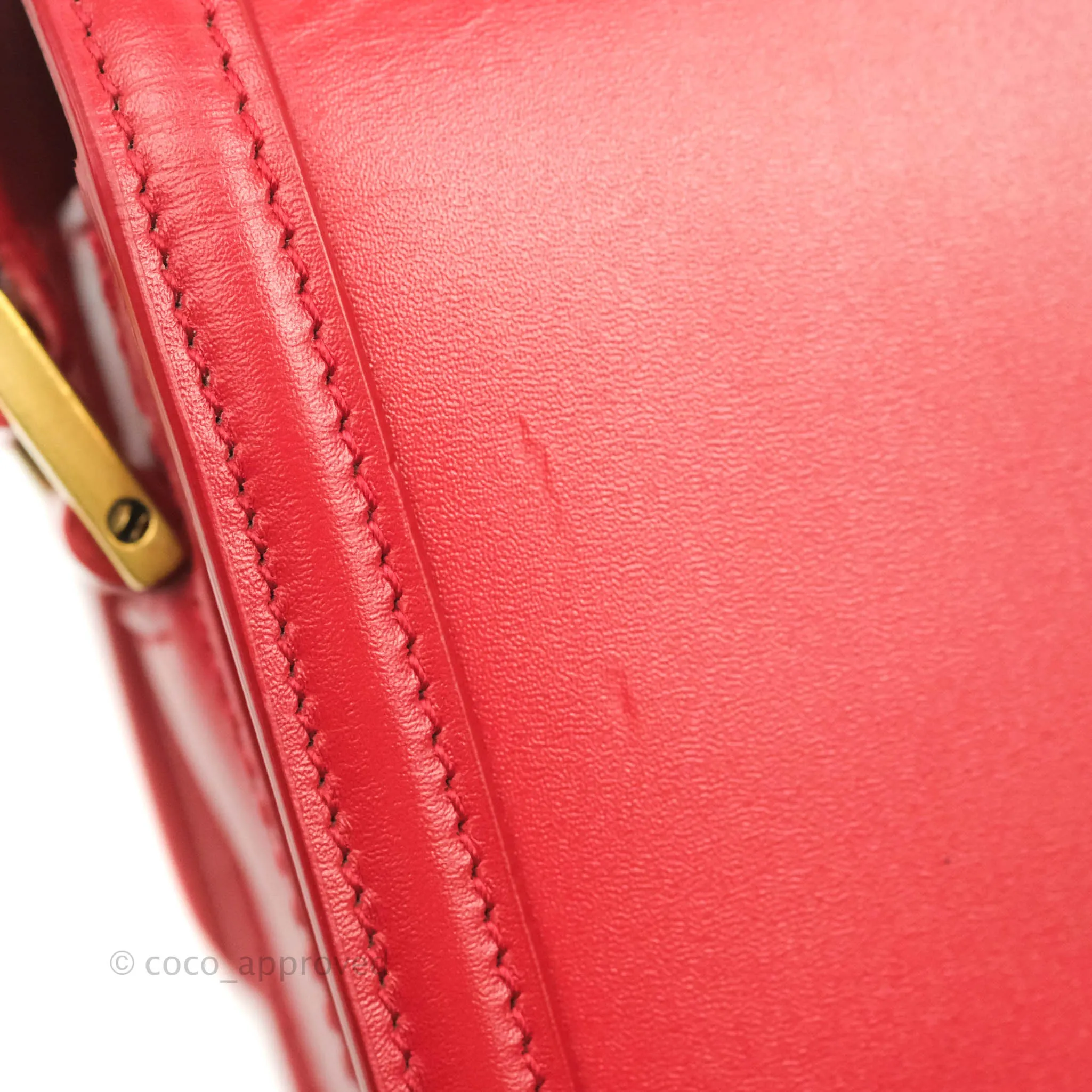 Saint Laurent Small Solferino Satchel Box Leather Eros Red