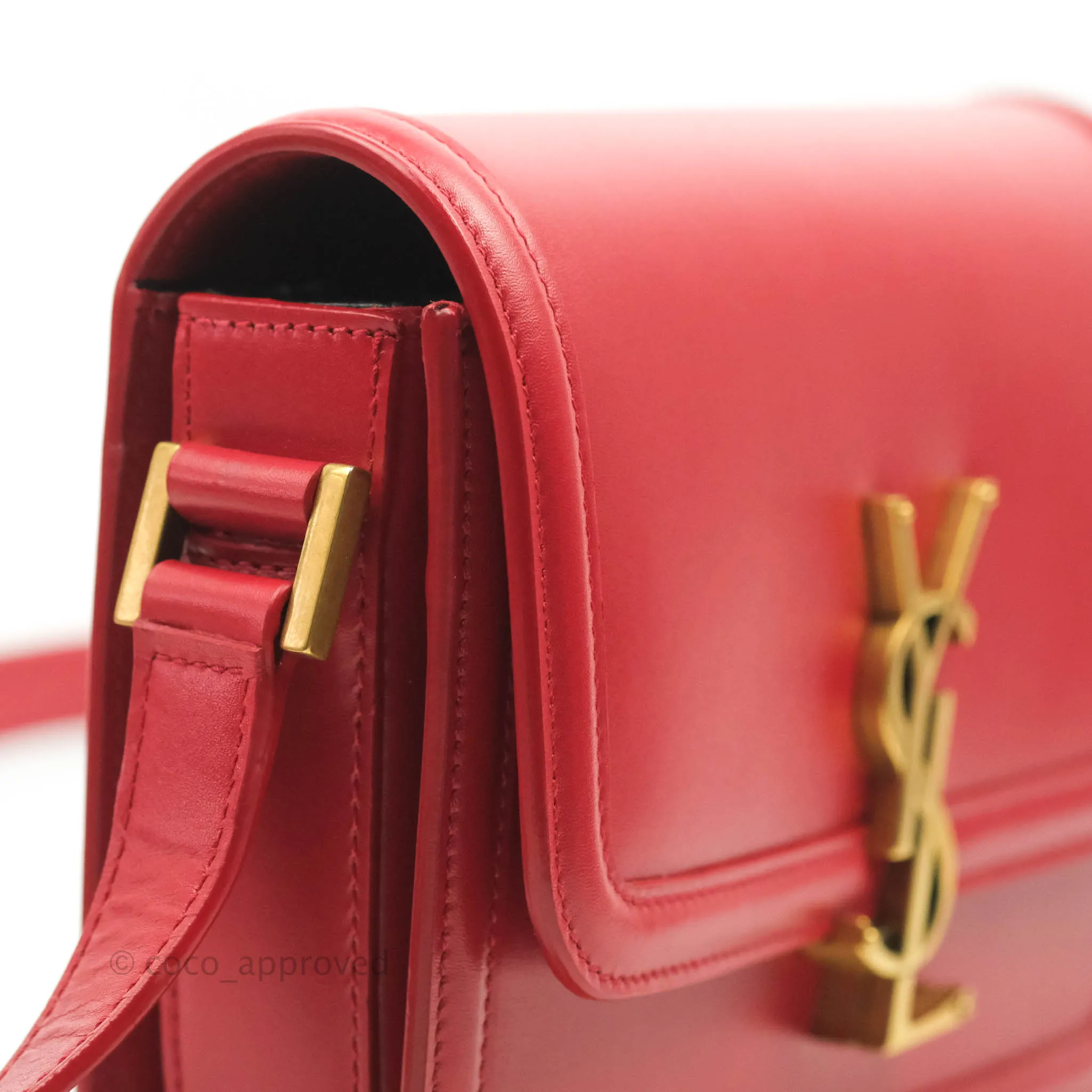 Saint Laurent Small Solferino Satchel Box Leather Eros Red