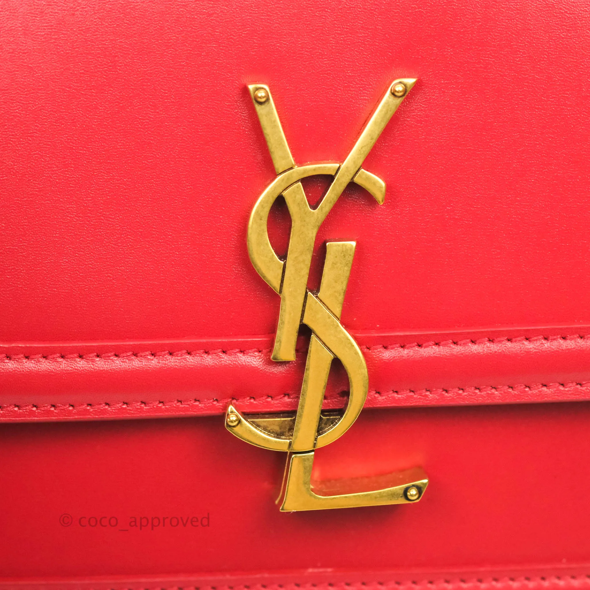 Saint Laurent Small Solferino Satchel Box Leather Eros Red