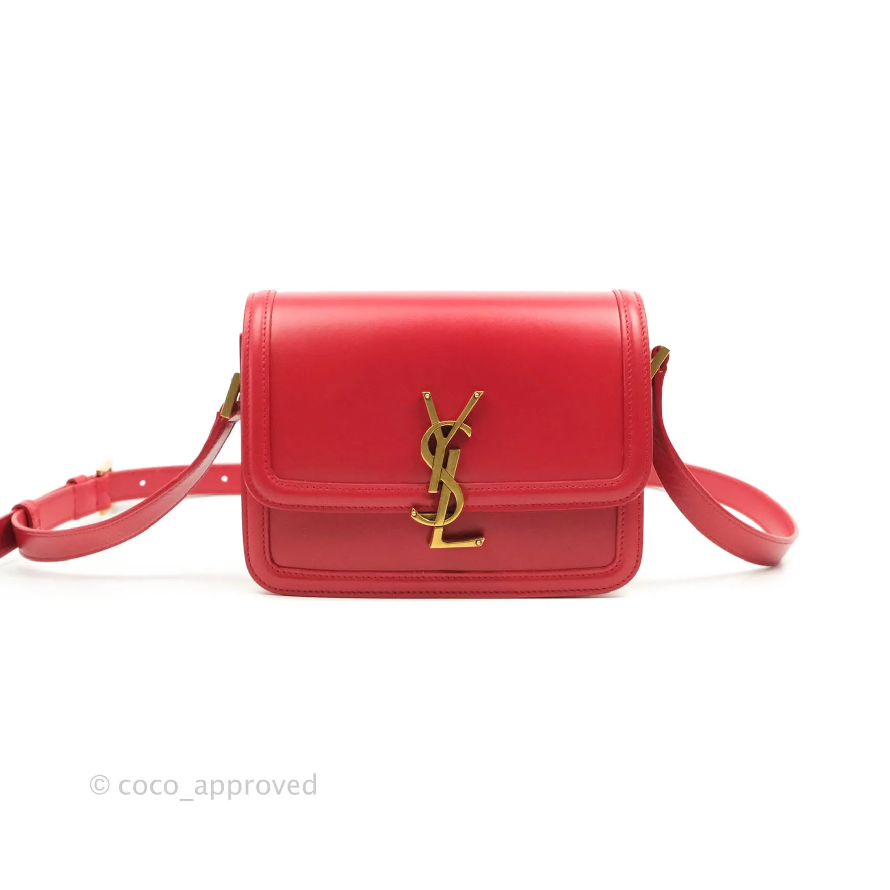 Saint Laurent Small Solferino Satchel Box Leather Eros Red