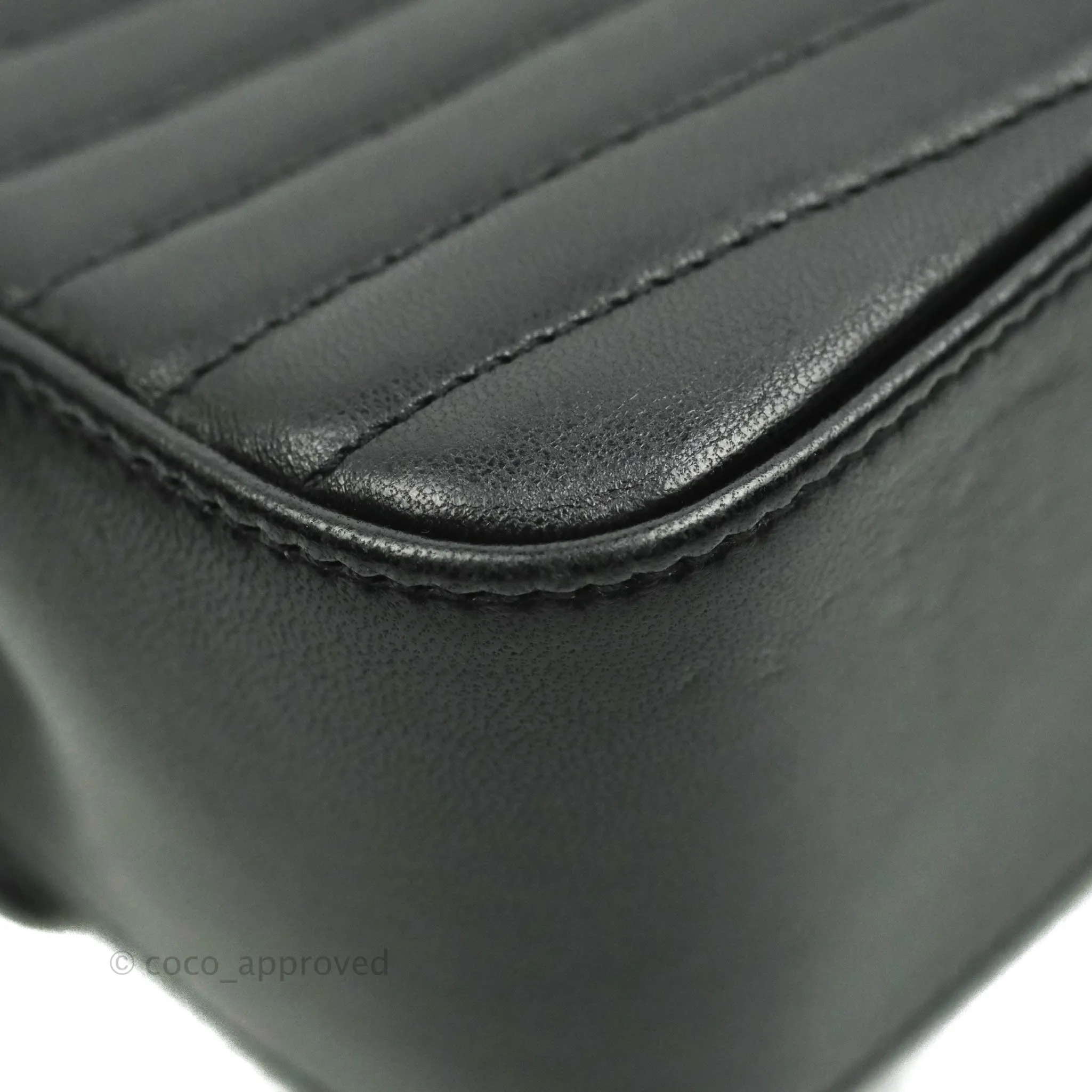Saint Laurent Small Sulpice Triple V-Flap Black Lambskin Crossbody Bag