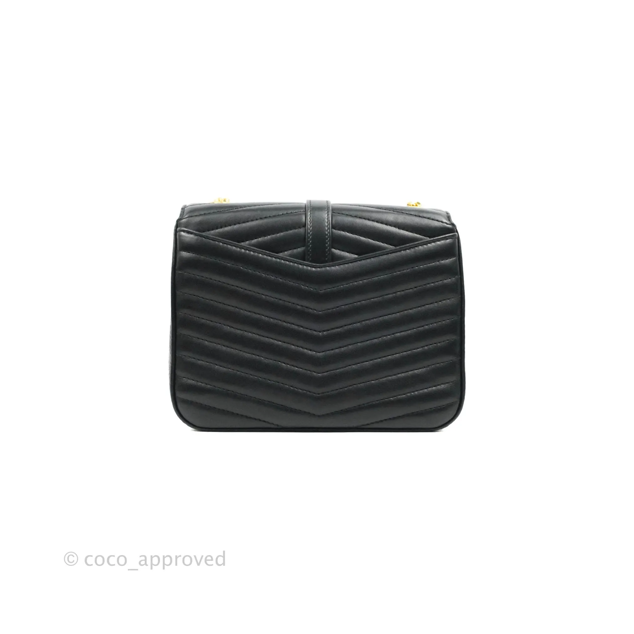 Saint Laurent Small Sulpice Triple V-Flap Black Lambskin Crossbody Bag
