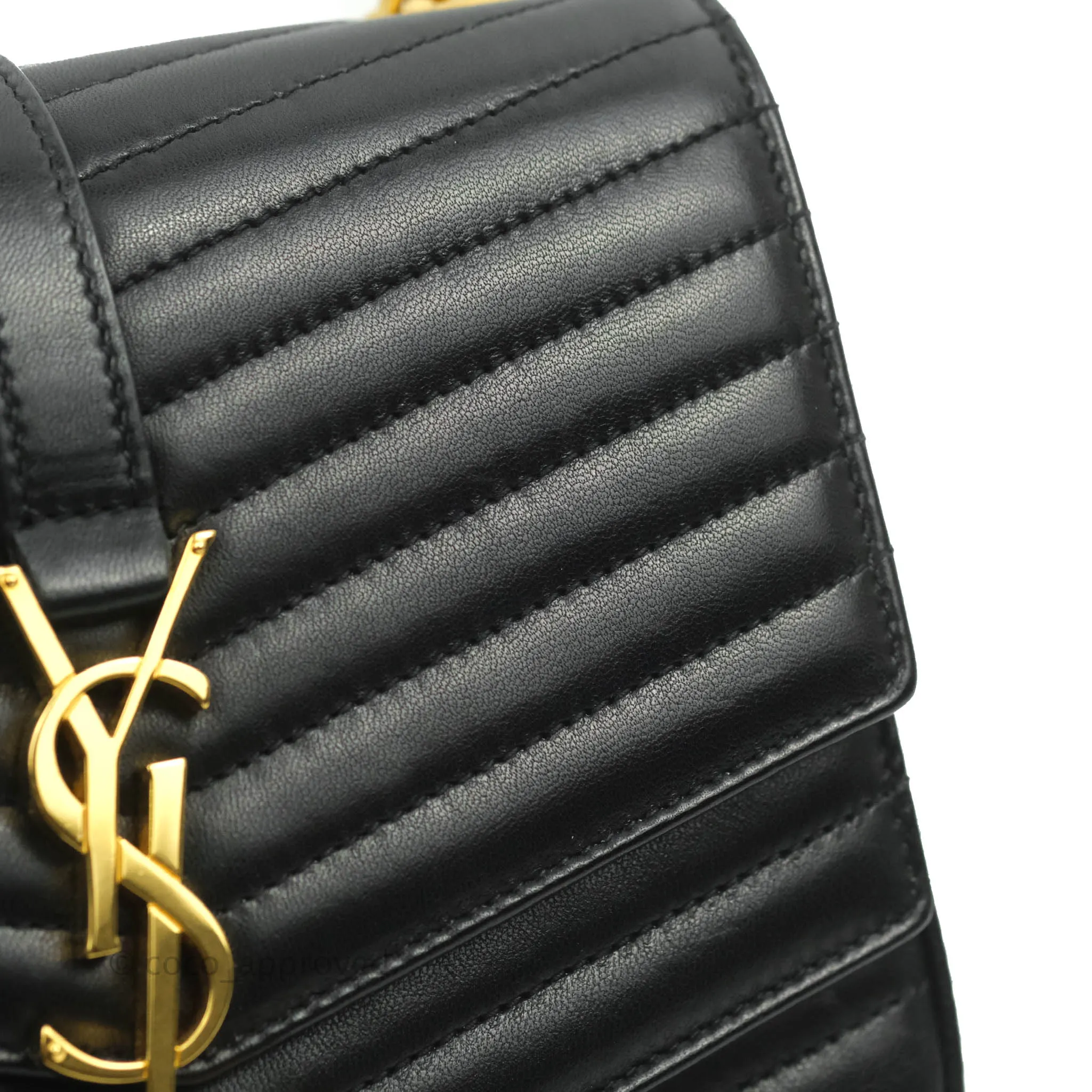 Saint Laurent Small Sulpice Triple V-Flap Black Lambskin Crossbody Bag