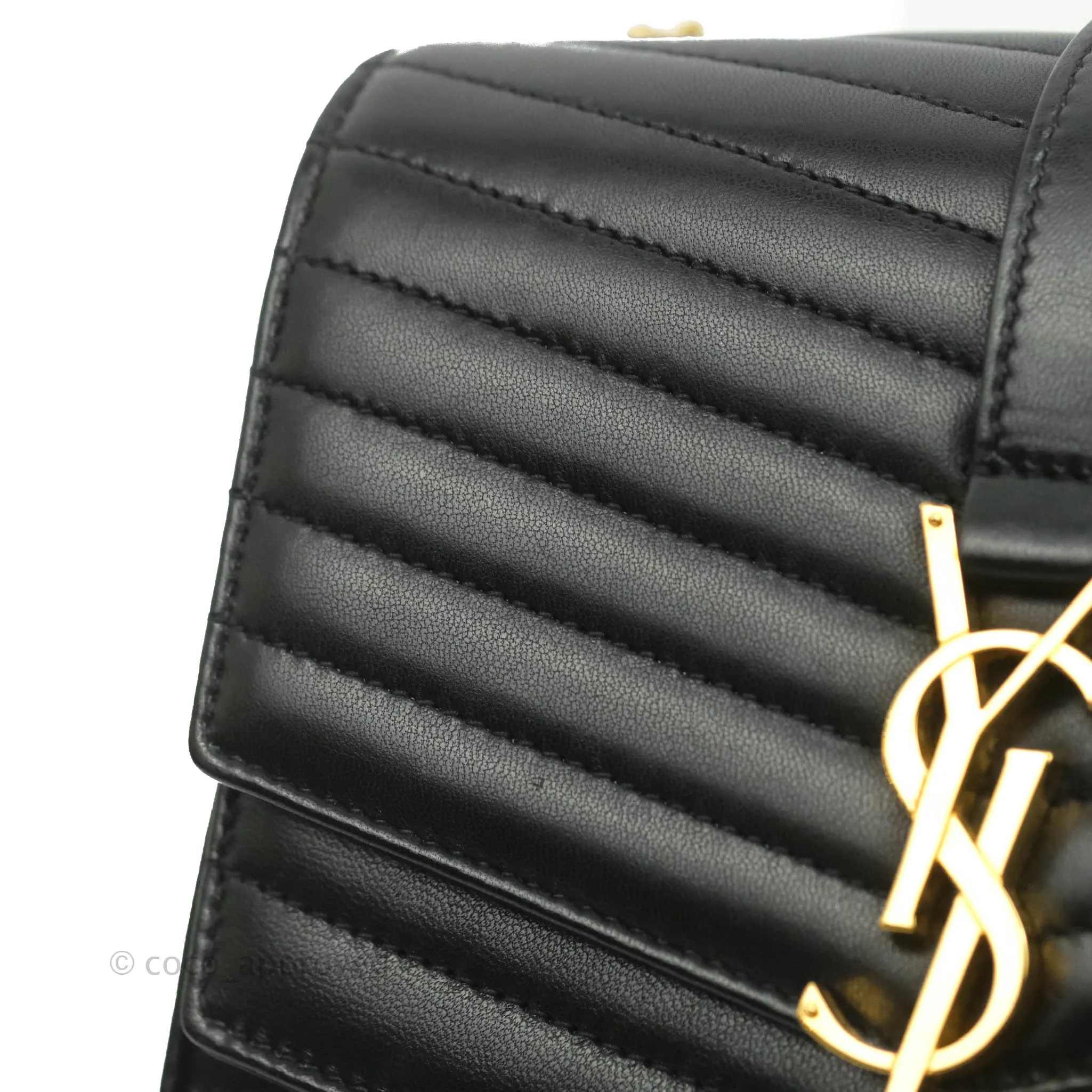 Saint Laurent Small Sulpice Triple V-Flap Black Lambskin Crossbody Bag