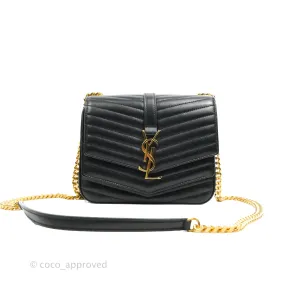 Saint Laurent Small Sulpice Triple V-Flap Black Lambskin Crossbody Bag