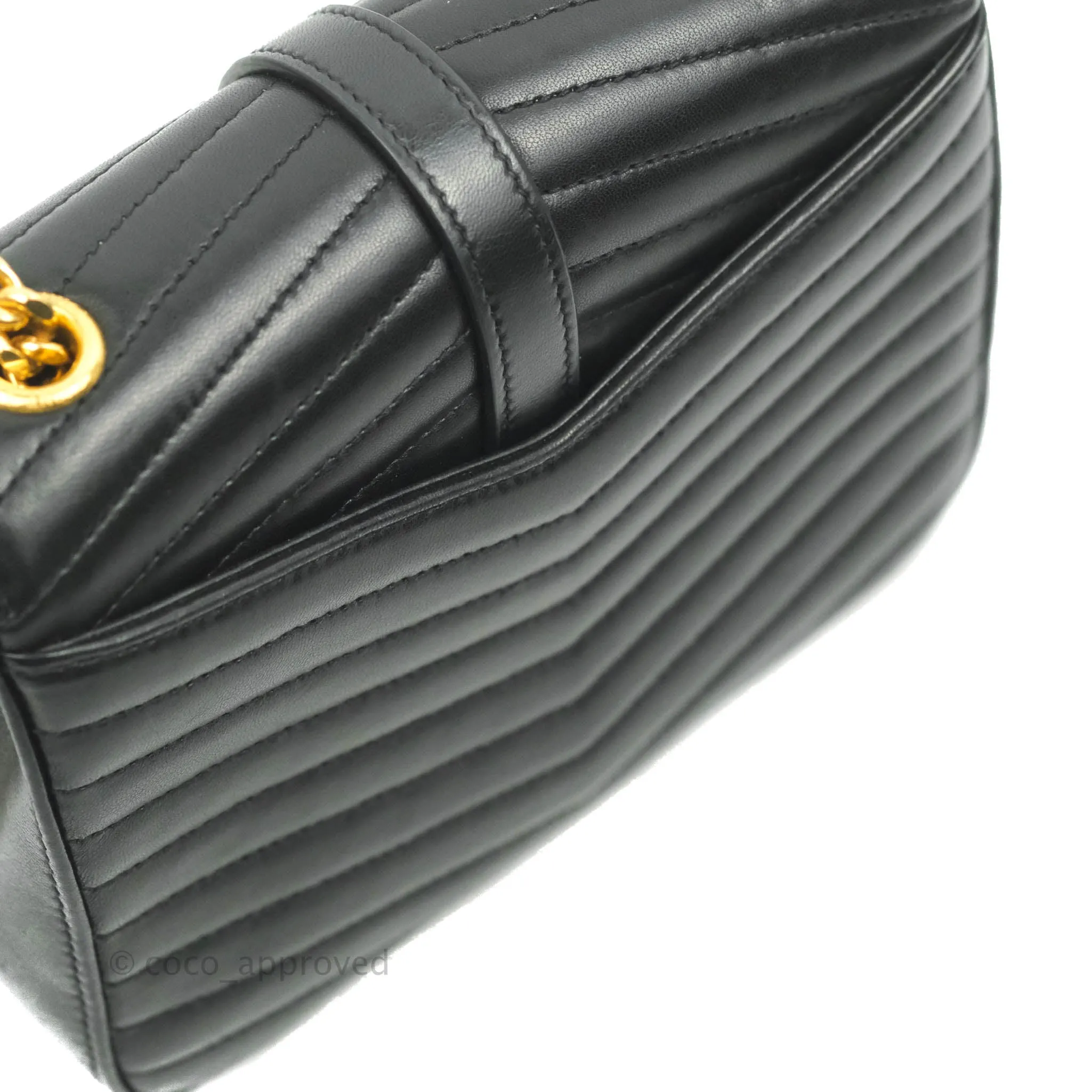Saint Laurent Small Sulpice Triple V-Flap Black Lambskin Crossbody Bag
