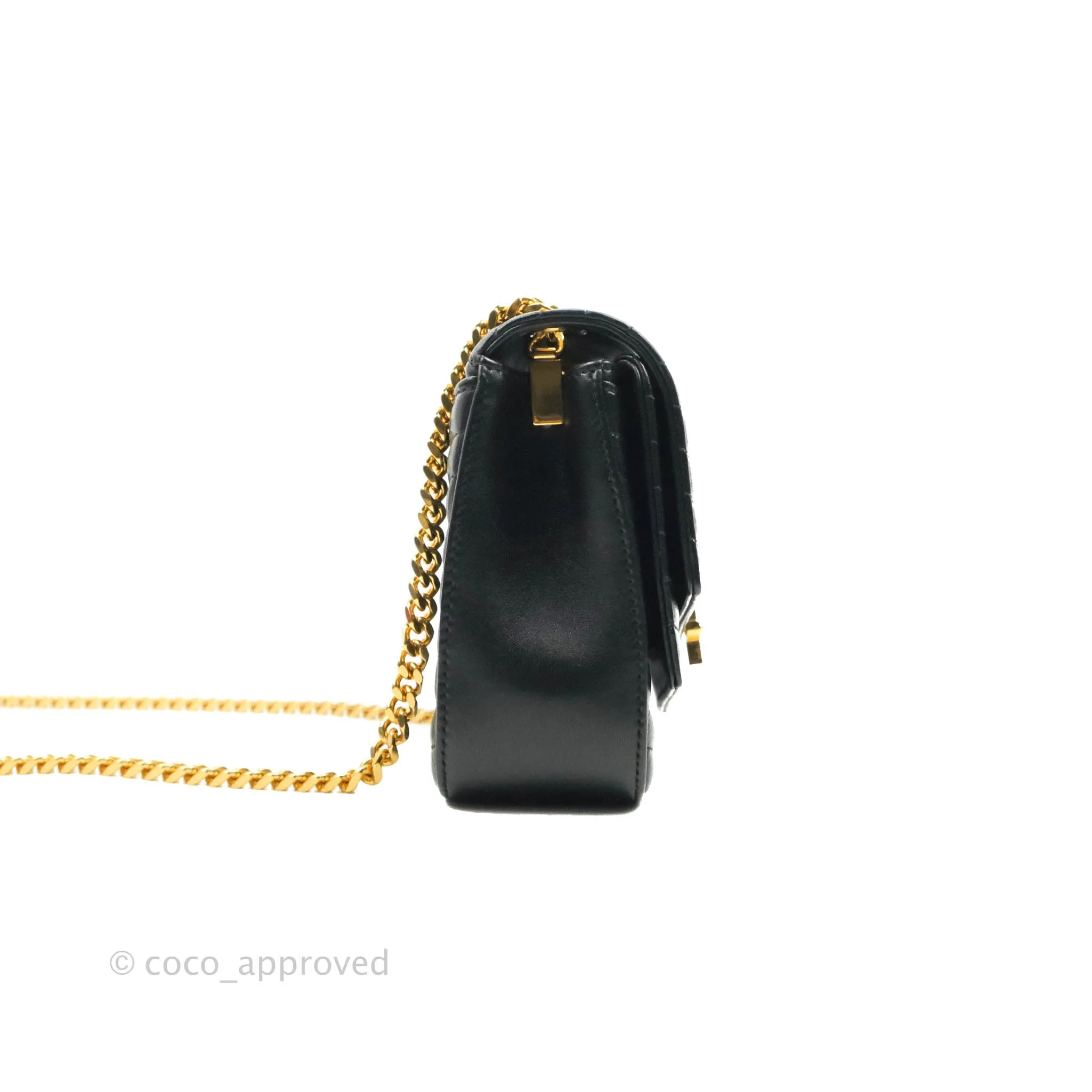 Saint Laurent Small Sulpice Triple V-Flap Black Lambskin Crossbody Bag