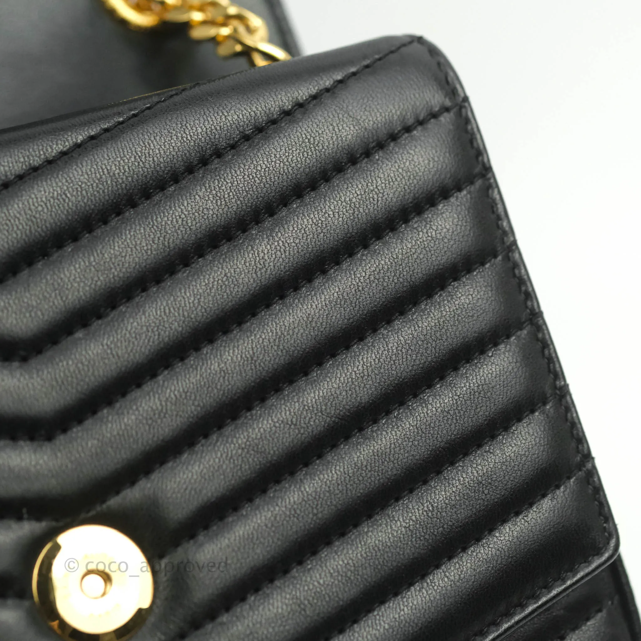 Saint Laurent Small Sulpice Triple V-Flap Black Lambskin Crossbody Bag