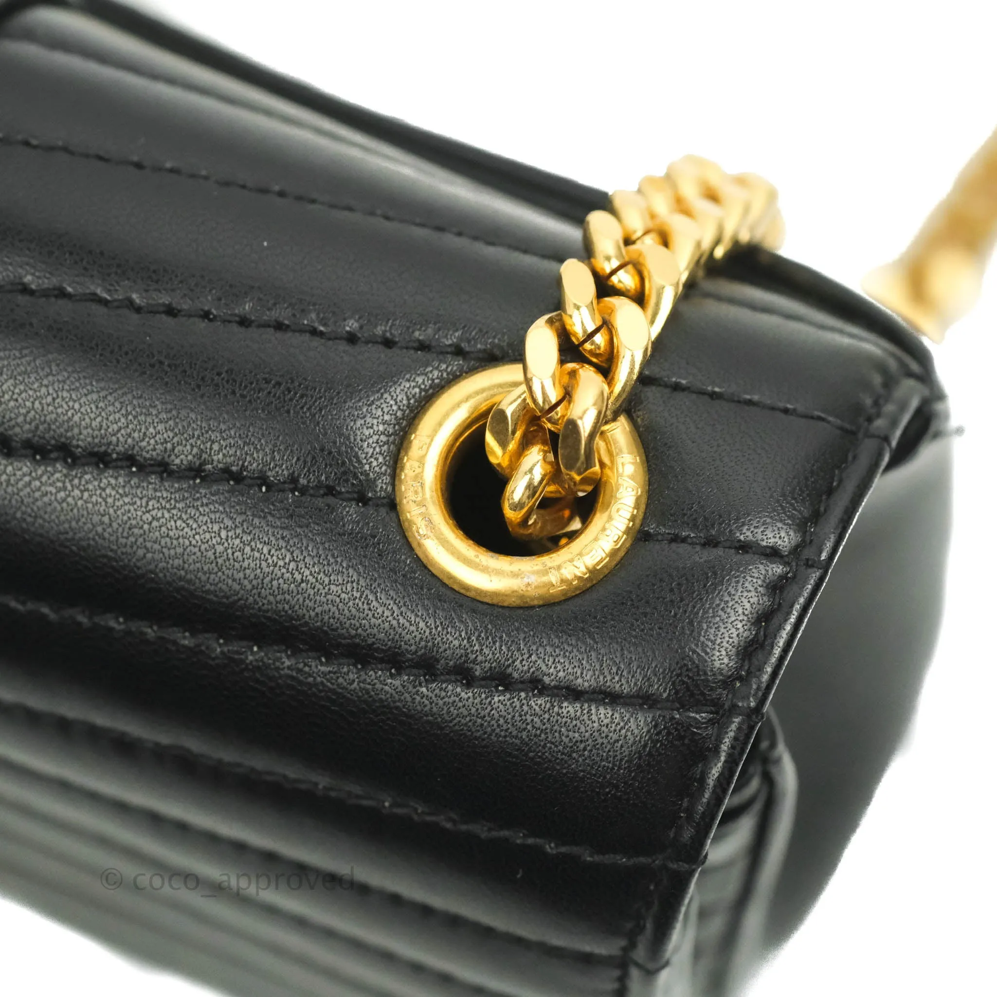 Saint Laurent Small Sulpice Triple V-Flap Black Lambskin Crossbody Bag