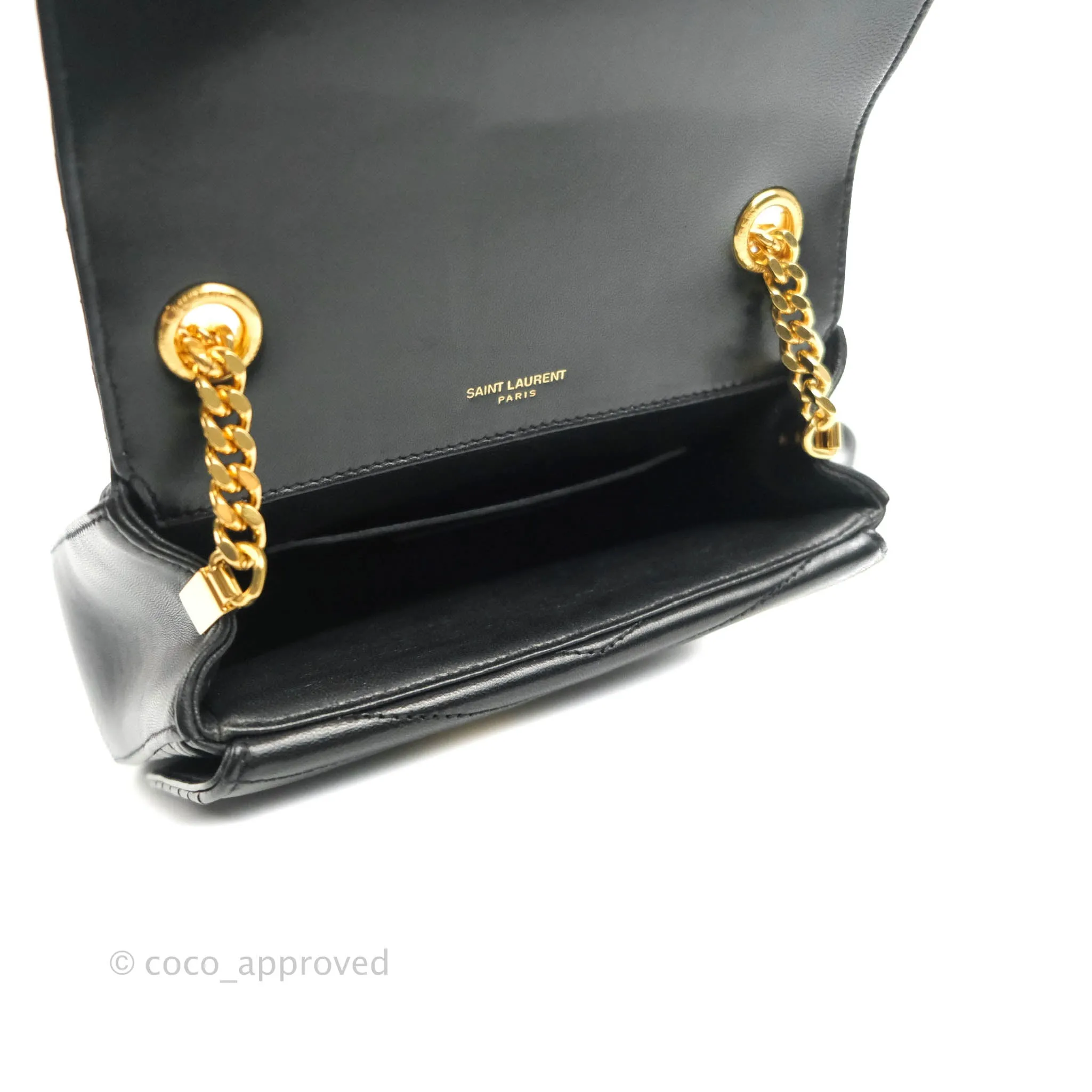 Saint Laurent Small Sulpice Triple V-Flap Black Lambskin Crossbody Bag