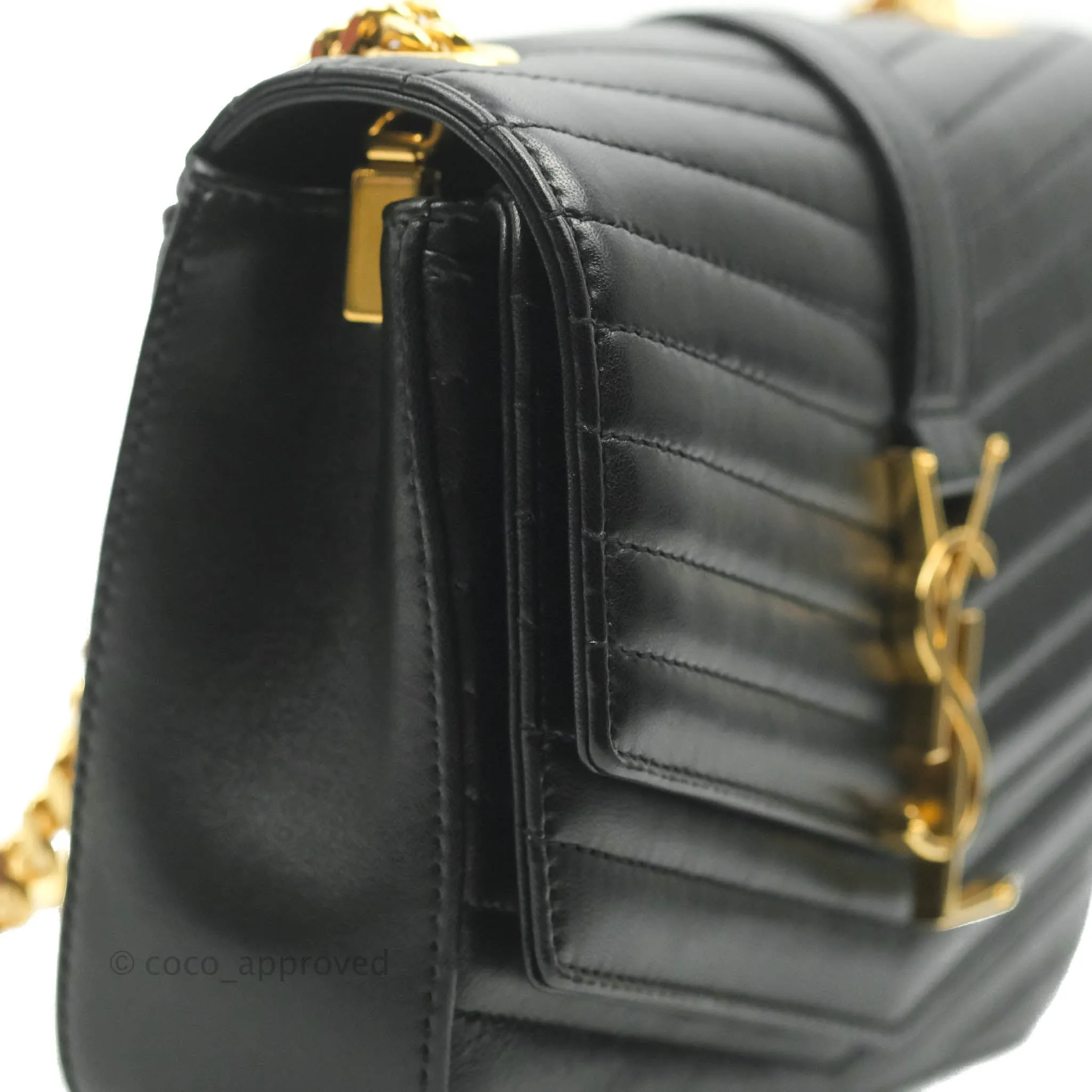 Saint Laurent Small Sulpice Triple V-Flap Black Lambskin Crossbody Bag