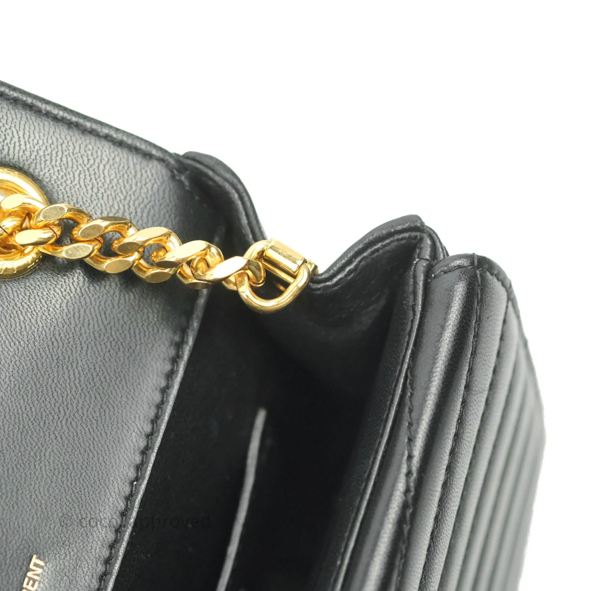 Saint Laurent Small Sulpice Triple V-Flap Black Lambskin Crossbody Bag