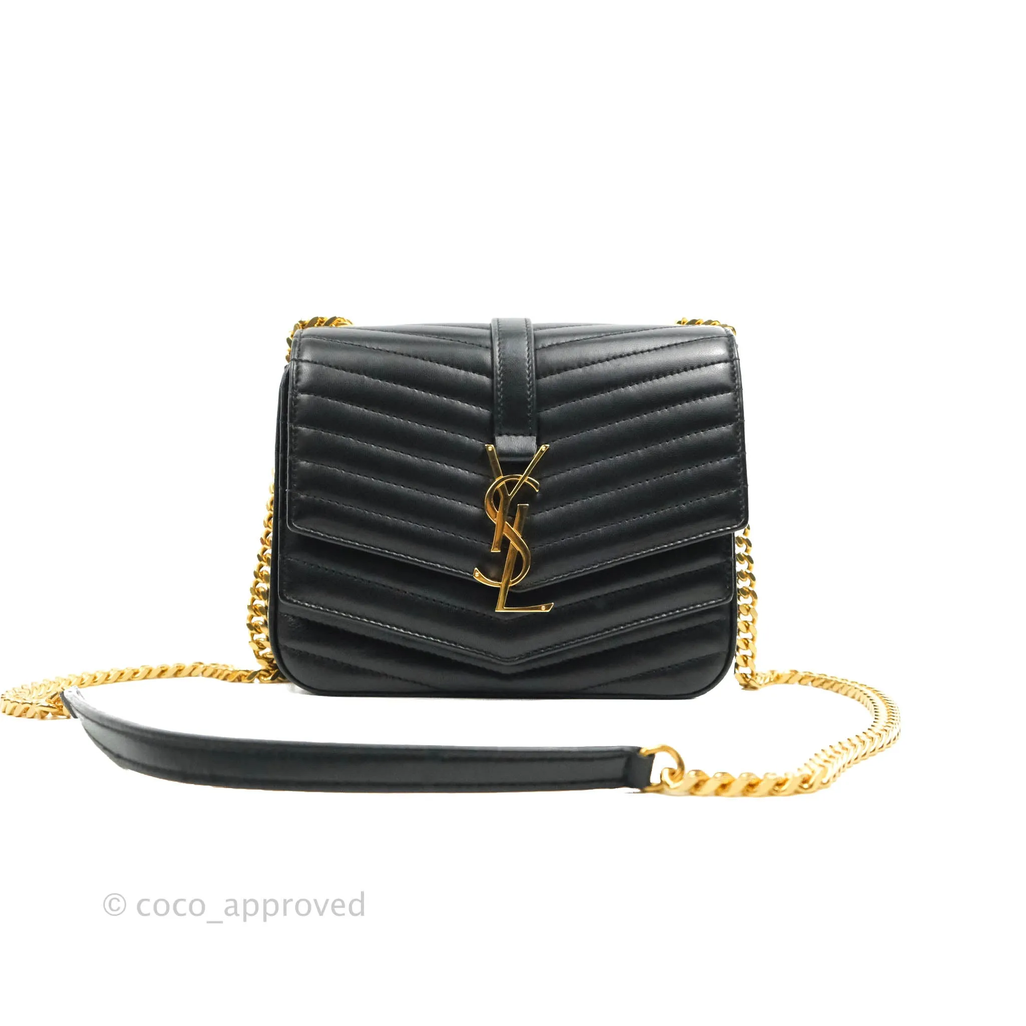 Saint Laurent Small Sulpice Triple V-Flap Black Lambskin Crossbody Bag