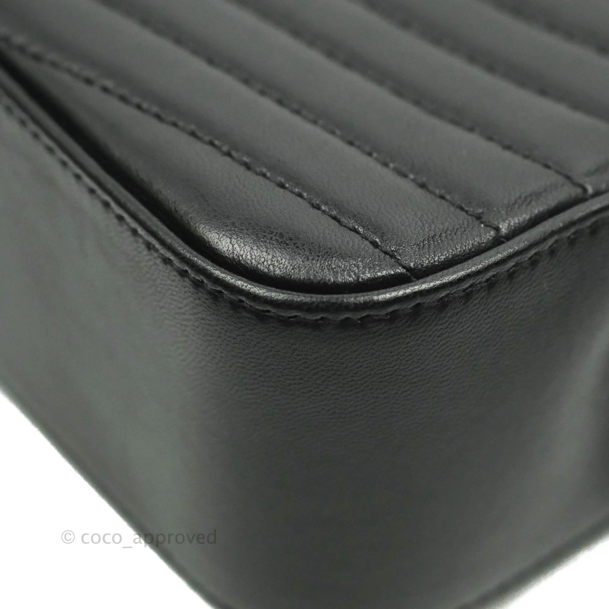 Saint Laurent Small Sulpice Triple V-Flap Black Lambskin Crossbody Bag