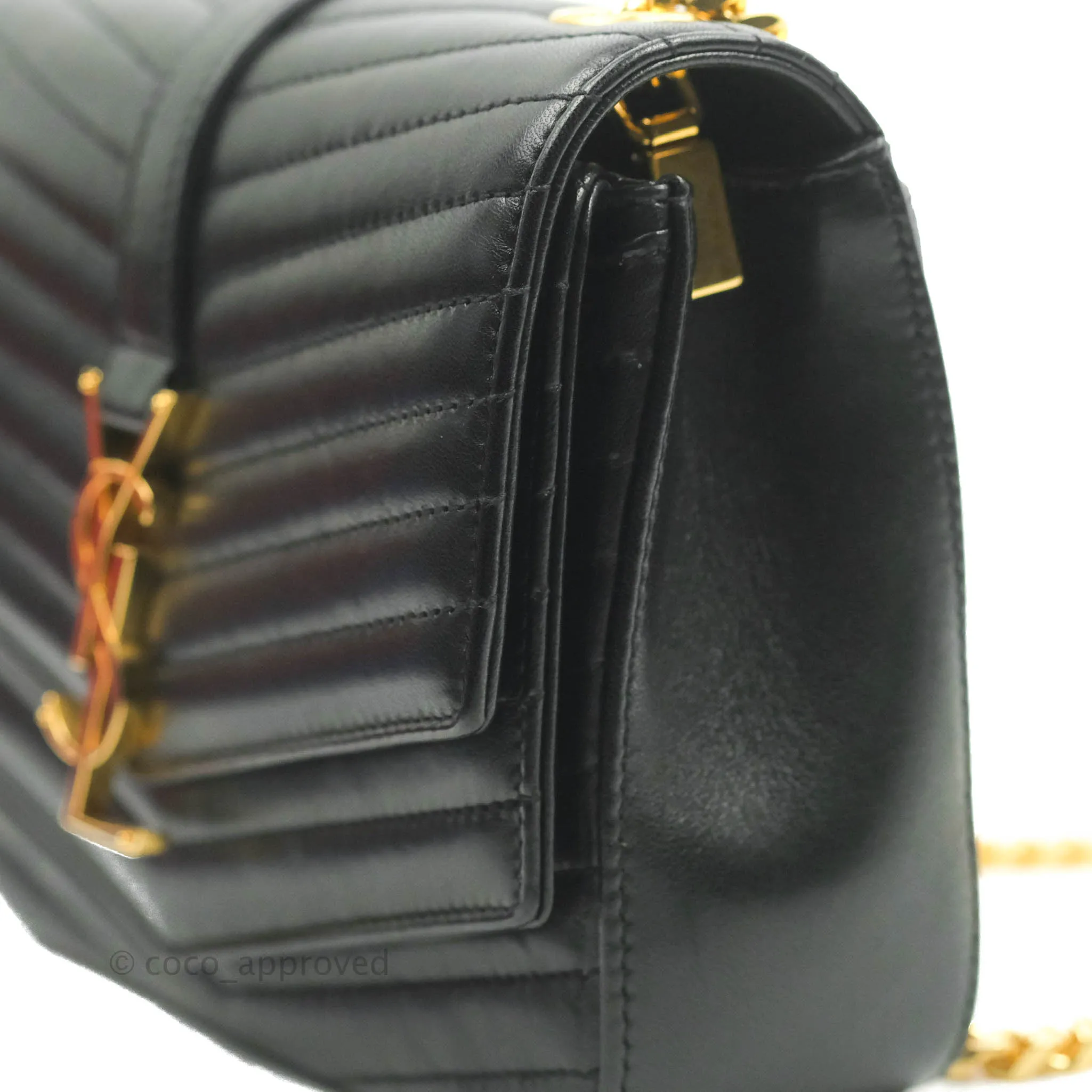 Saint Laurent Small Sulpice Triple V-Flap Black Lambskin Crossbody Bag