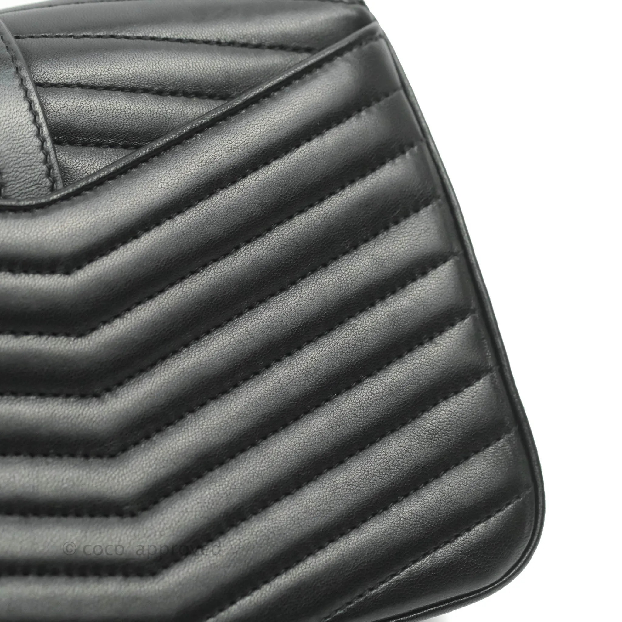 Saint Laurent Small Sulpice Triple V-Flap Black Lambskin Crossbody Bag