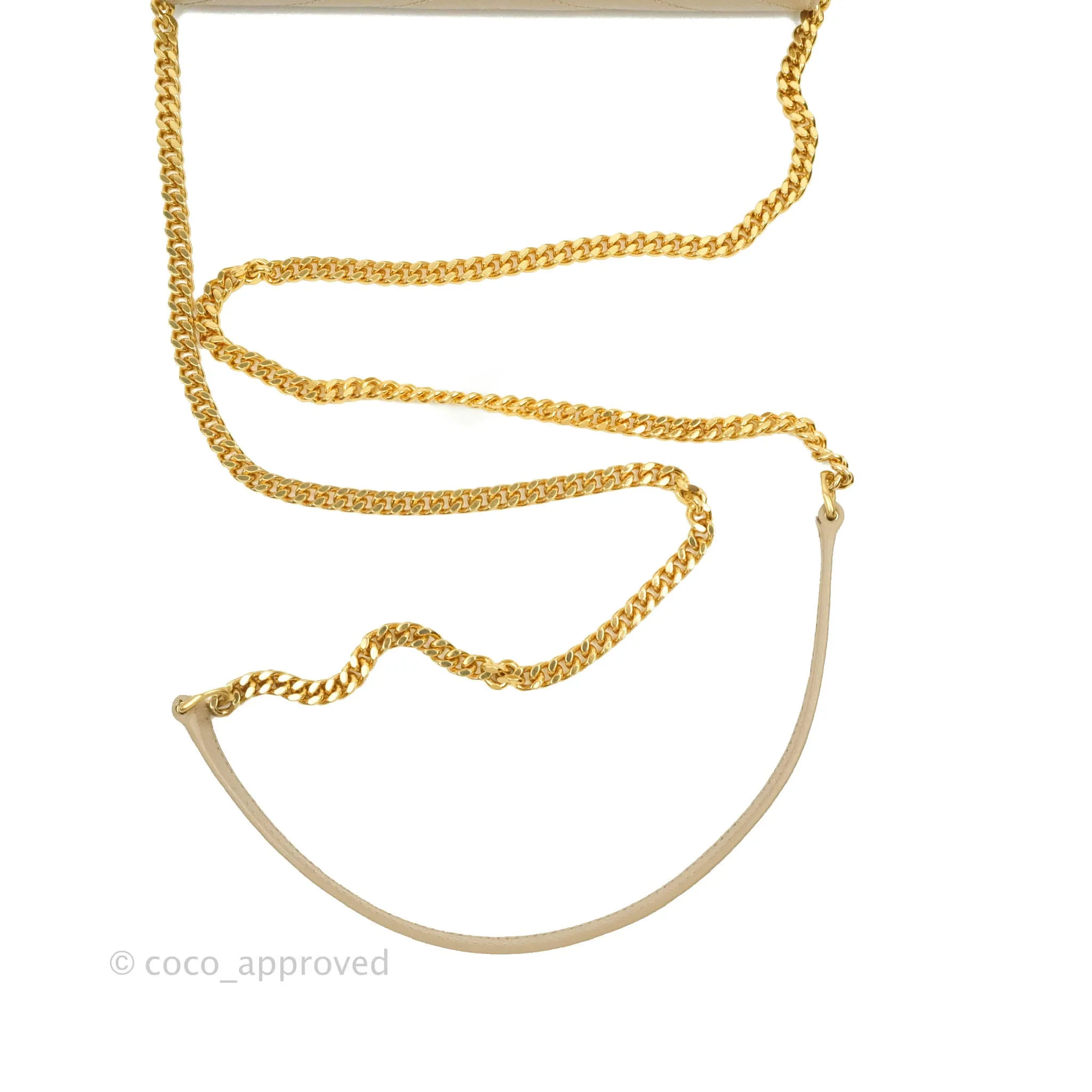 Saint Laurent Small Wallet on Chain Beige Grained Leather Gold Hardware